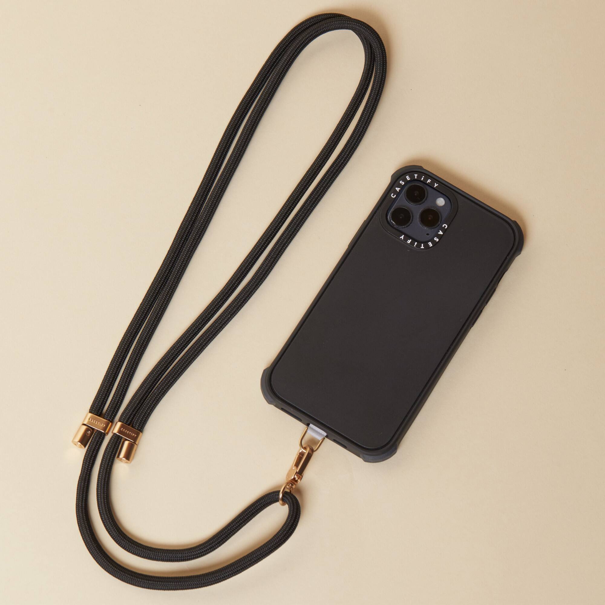 Alt View 14. CASETiFY - Rope Cross-body Phone Strap Compatible with Most Cell Phone Devices - Black/Gold.