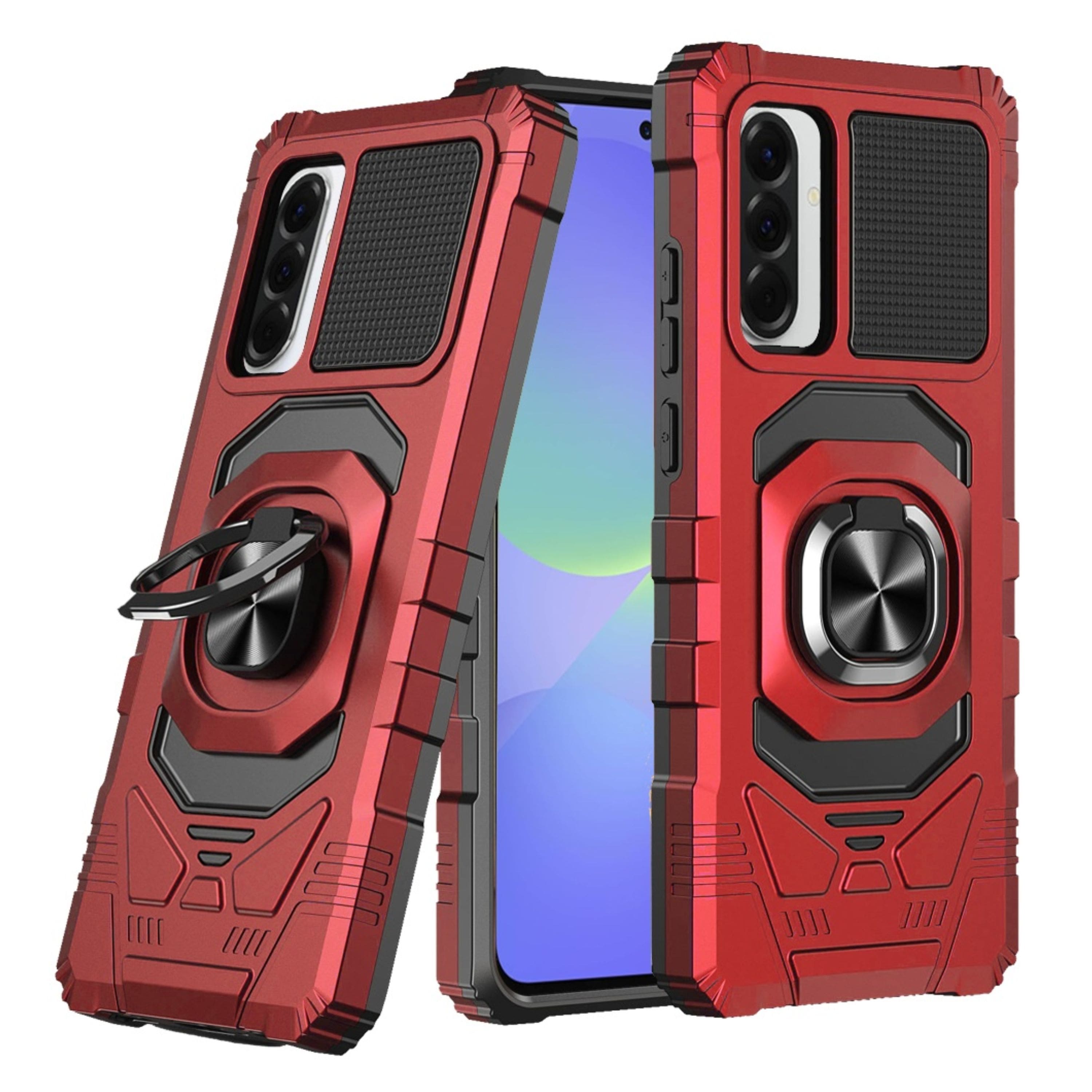 Kitcheniva - Shockproof Dual Layer Ring Stand Phone Case With Tempered Glass For Samsung Galaxy A37 5G - Red price history on PriceWatchPro