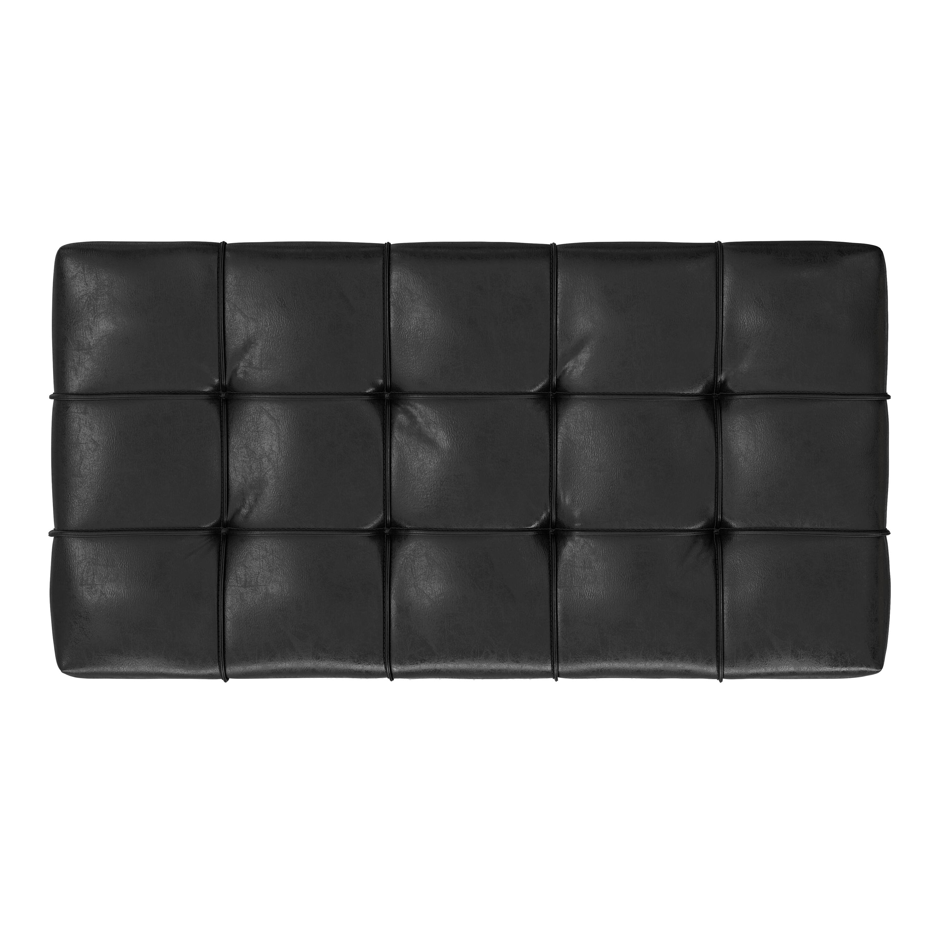 Alt View 1. Simpli Home - Sienna 33 inch Wide Storage Ottoman Bench in Distressed Black Vegan Leather - Distressed Black.