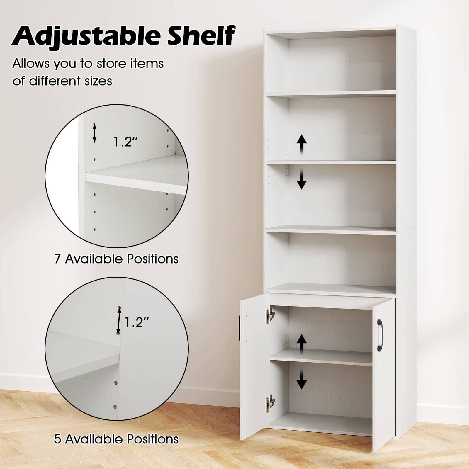 Adjustable Shelf Allows you to store items of different sizes 1.2" 7 Available Positions 1.2" 5 Available Positions
