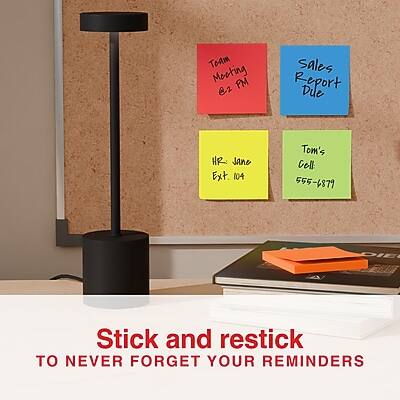 Team Meeting PM @2  
Sales Report Due  
HR: Jane Ext. 104  
Tom's Cell: 555-6879  

Stick and restick  
TO NEVER FORGET YOUR REMINDERS