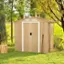 Alt View 3. Costway - 6 x 4 FT Outdoor Storage Shed Galvanized Steel Shed with Sliding Doors Wood Grain - Natural.