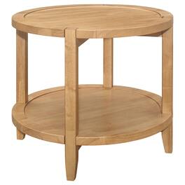 Manhattan Lane - Camilia Side End Table, 23 Inch Round Top, 1 Shelf - Natural Brown