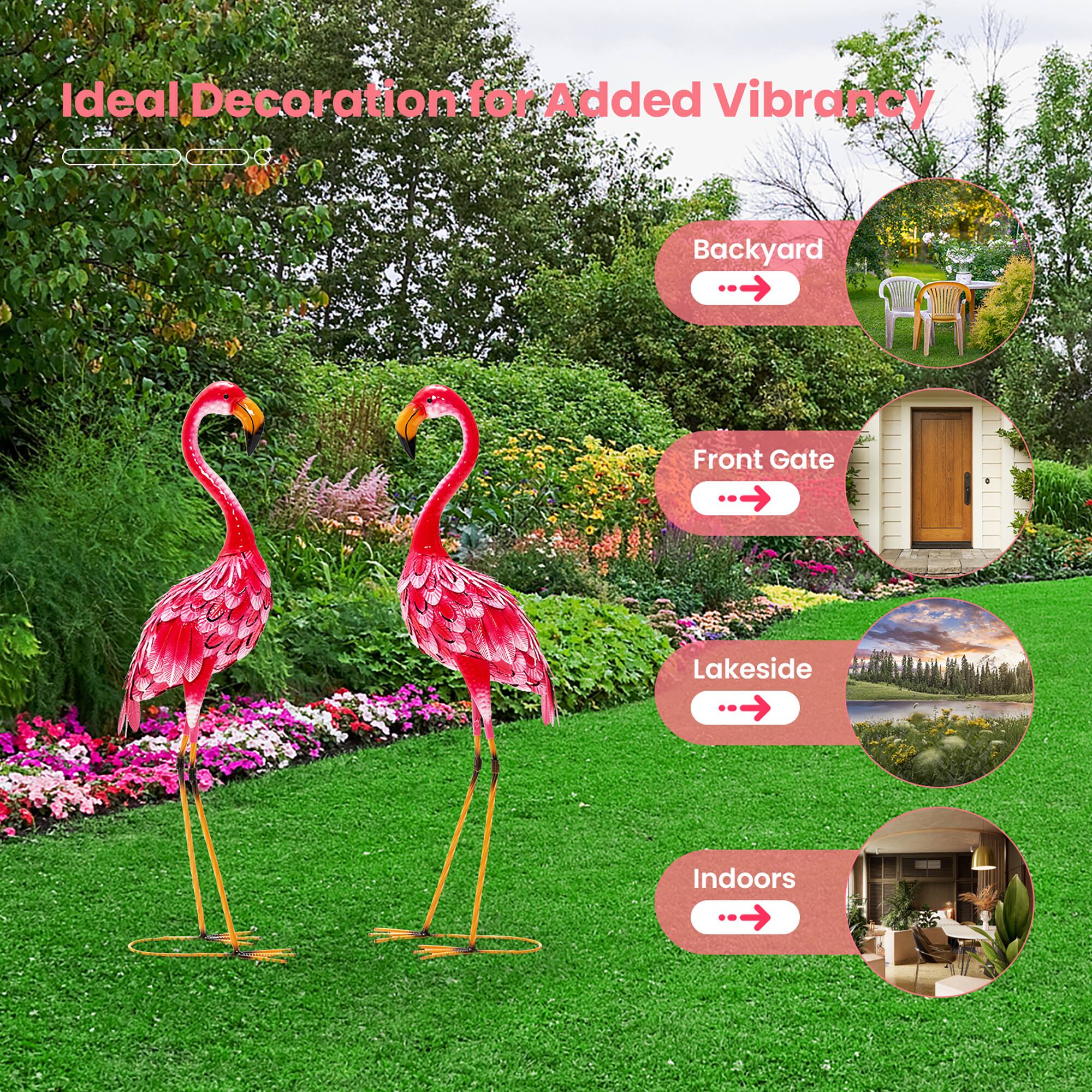 Ideal Decoration for Added Vibrancy:

1. Backyard
2. Front Gate
3. Lakeside
4. Indoors

The text on the image is grouped and corrected to show the four main categories of ideal decoration for added vibrancy.