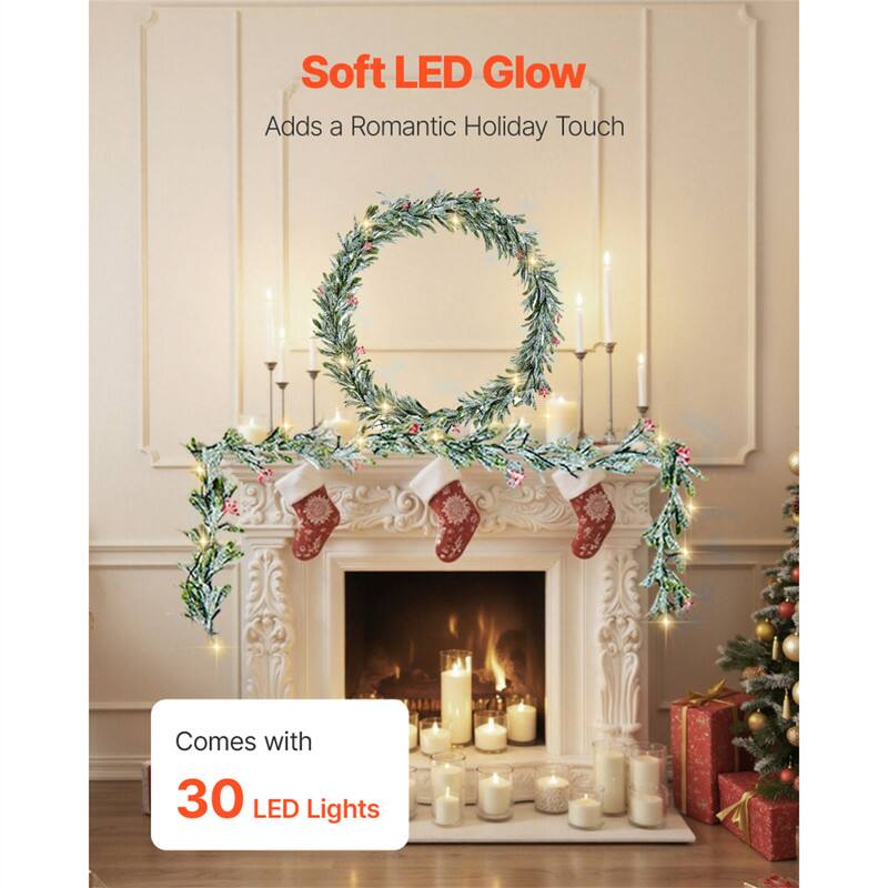 Soft LED Glow  
Adds a Romantic Holiday Touch  

Comes with 30 LED Lights