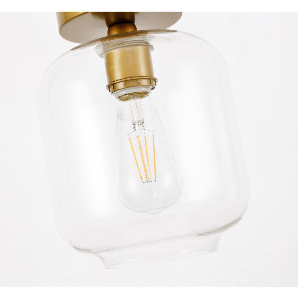 Alt View 1. Living District - Collier 1 light Brass and Clear glass Flush mount - Brass And Clear Glass.
