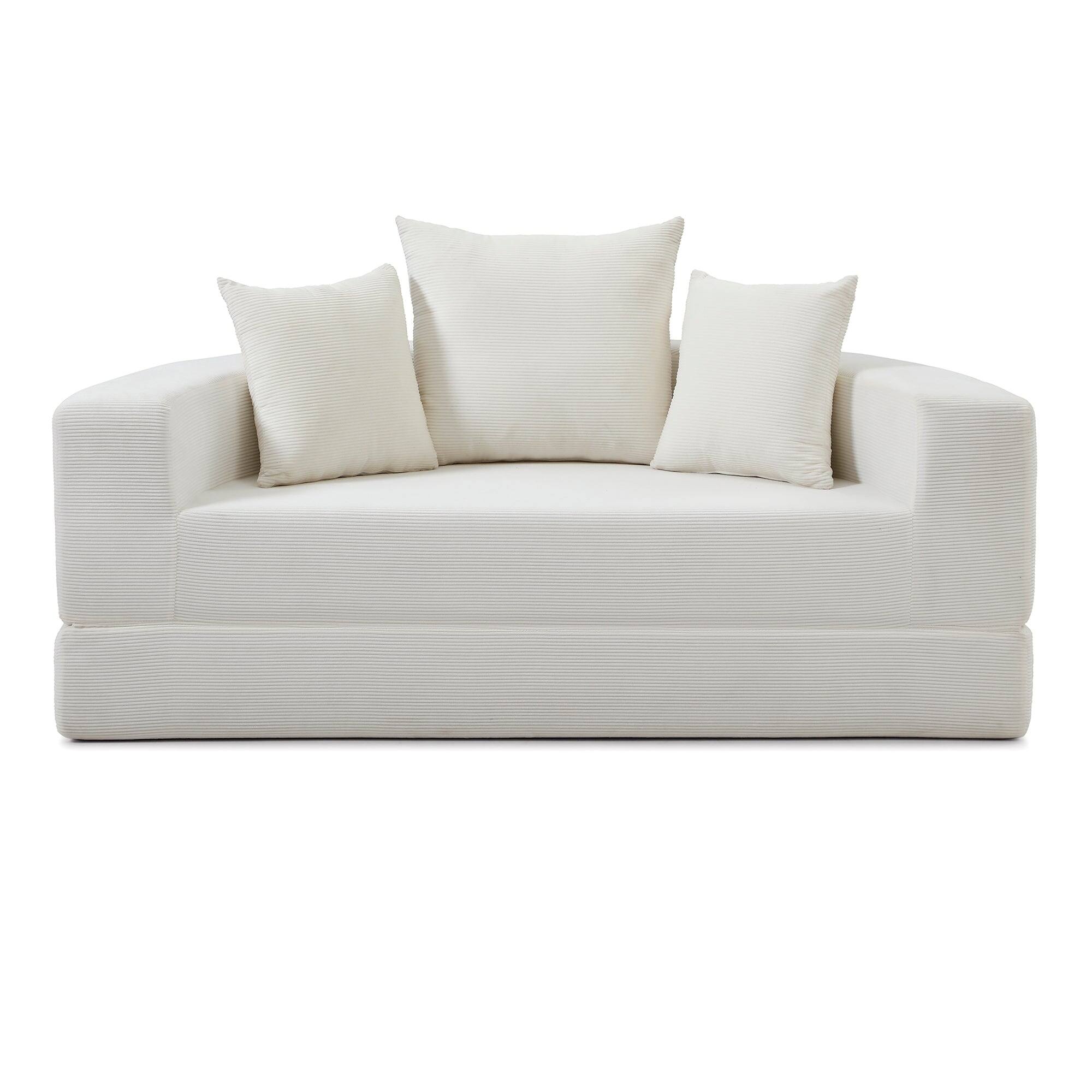 Alt View 8. Boyel Living - Convertible Corduroy Sofa Couch Bed Multi Functional Folding Futon Floor Lounge Sofa No Assembly Beige - Beige.