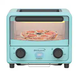 Brentwood - Ts-3430bl 183-cu. In. (3-l) 500-watt Stainless Steel Mini Toaster Oven - Blue