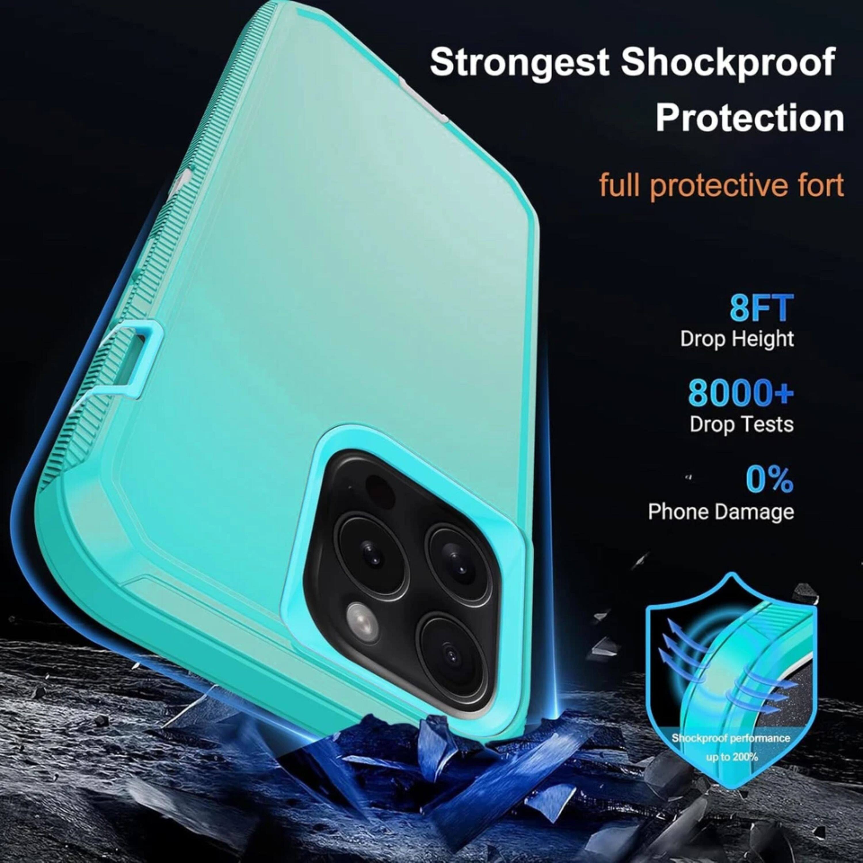 Strongest Shockproof Protection  
full protective fort  
8FT Drop Height  
8000+ Drop Tests  
0% Phone Damage  
Shockproof performance up to 200%