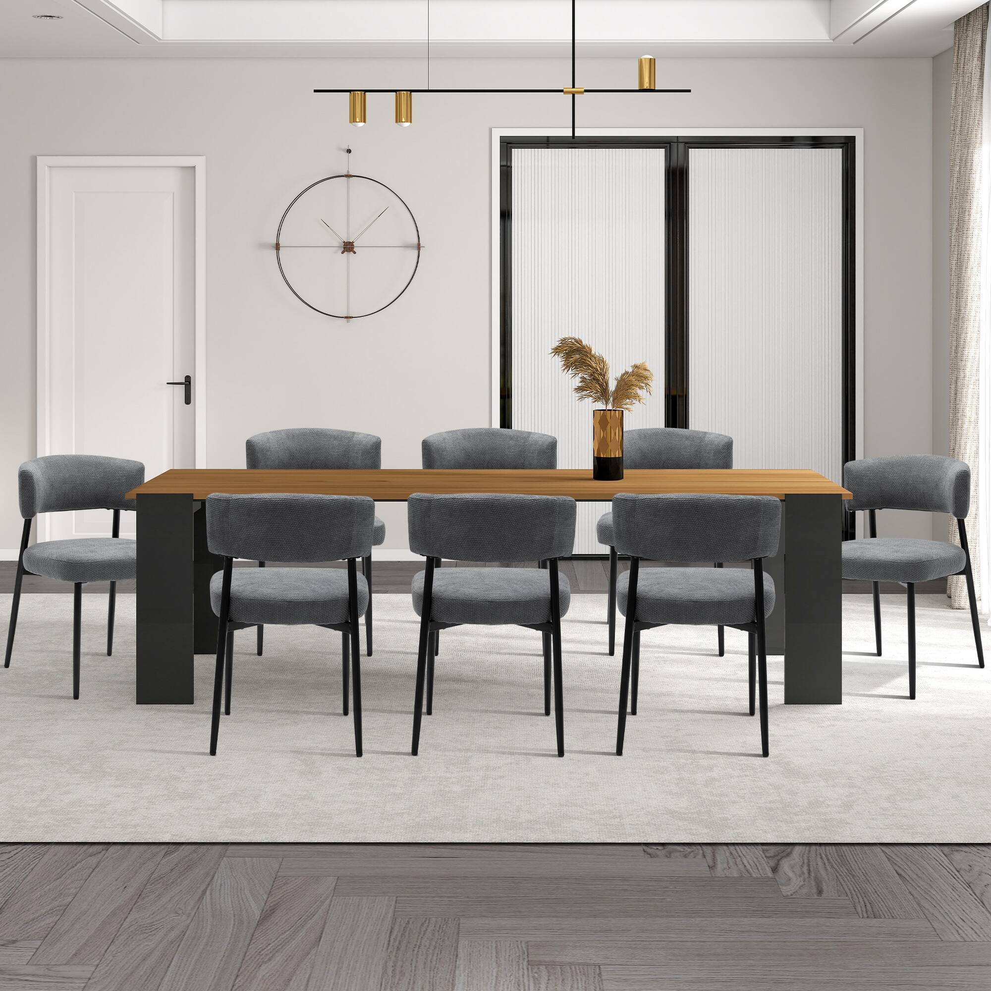 Alt View 2. Bestier - Modern Dining Chairs Set of 4, Upholstered Dining Chairs with Curved Backrest,Sturdy Metal Frame - Gray.