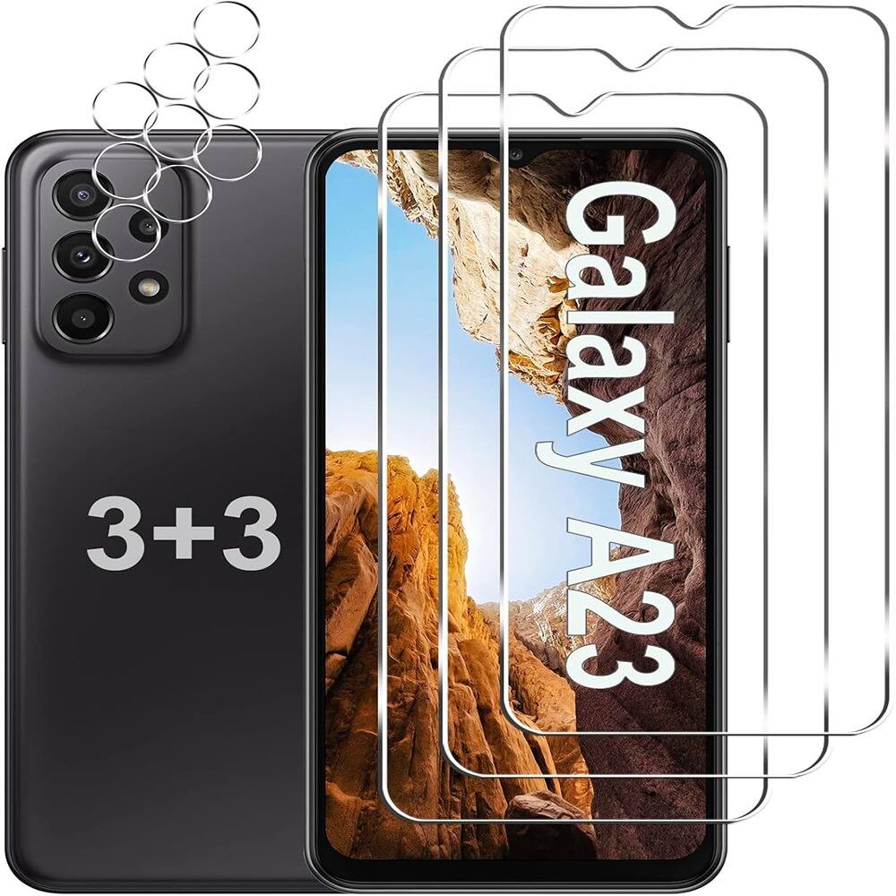 PARKER SLATER - [3+3 Pack] Galaxy A23 5G Screen & Camera Lens Protector, 9H Hardness, Anti-Scratch, Bubble-Free - Clear