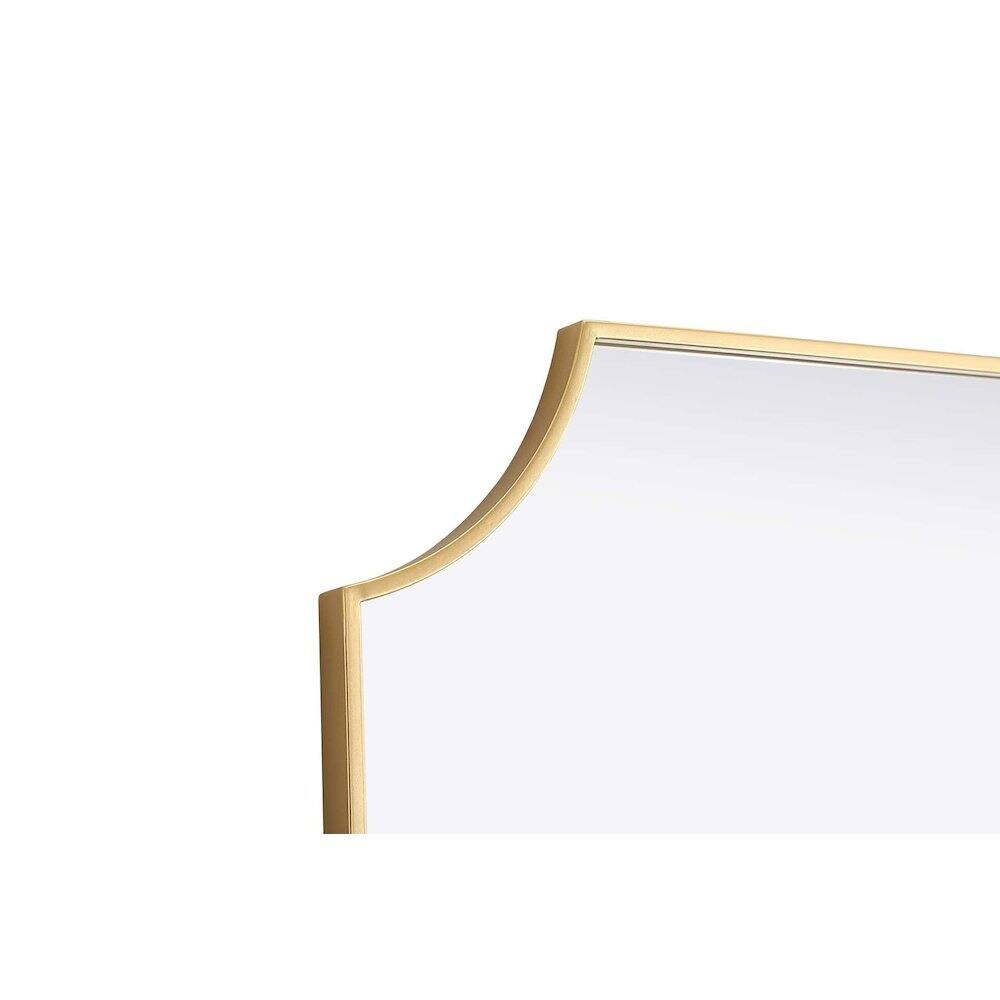 Left. Elegant Kitchen and Bath - Notched Metal Mirror 30x42 inch in Brass - Brass.
