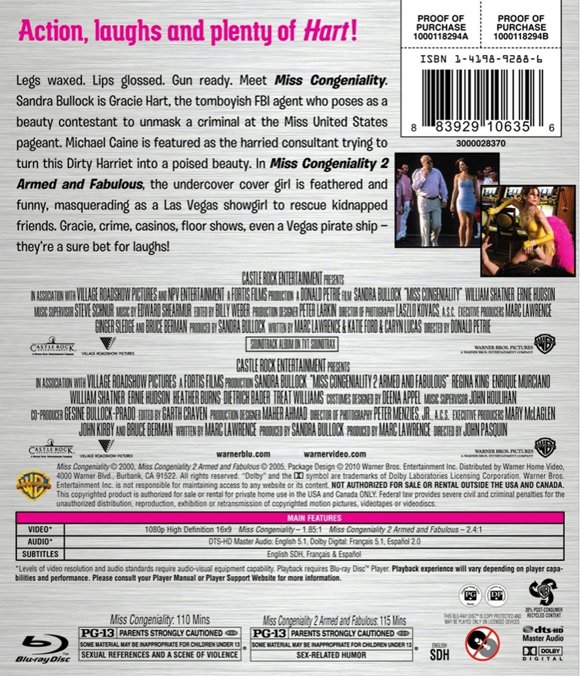 Back. Miss Congeniality 1 and 2 (Blu-ray Double Feature) [Blu-ray].