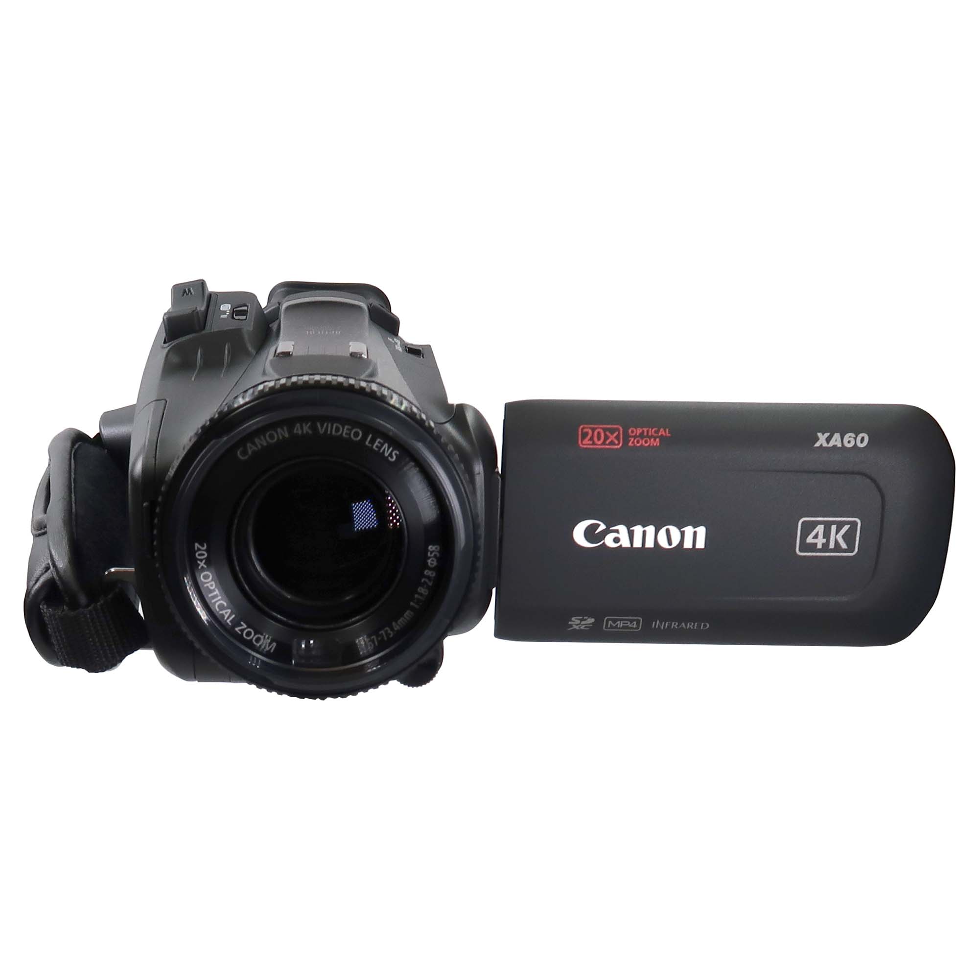A 4K VIDEO CANON LENS OFTICAL 20x ZOOM XA60 20x OPTICAL Zoom E 58 - 1:18-28 57-73.4mm 4mm 73 Canon M INFRARED 4K