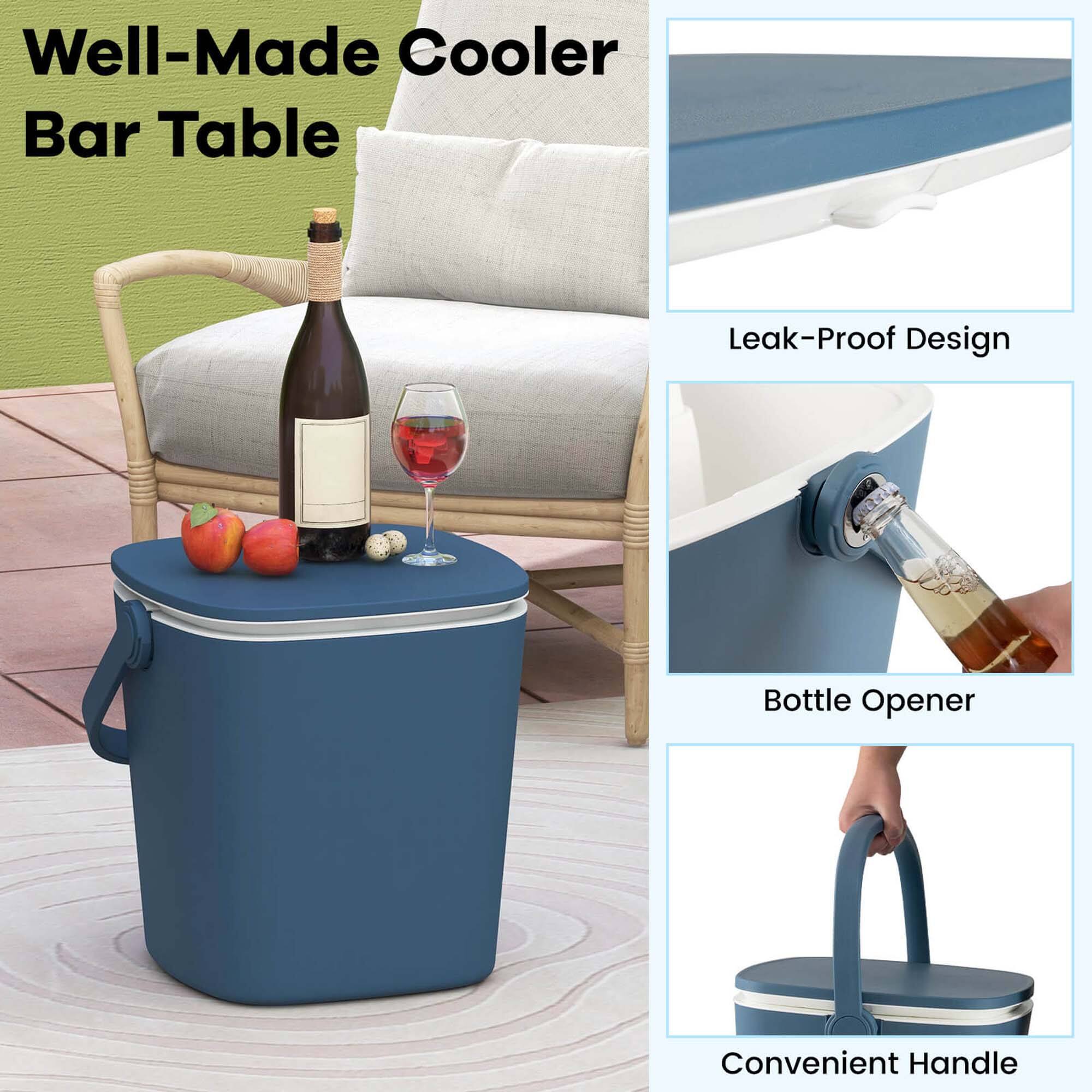 Well-Made Cooler Bar Table

- Leak-Proof Design
- Bottle Opener
- Convenient Handle