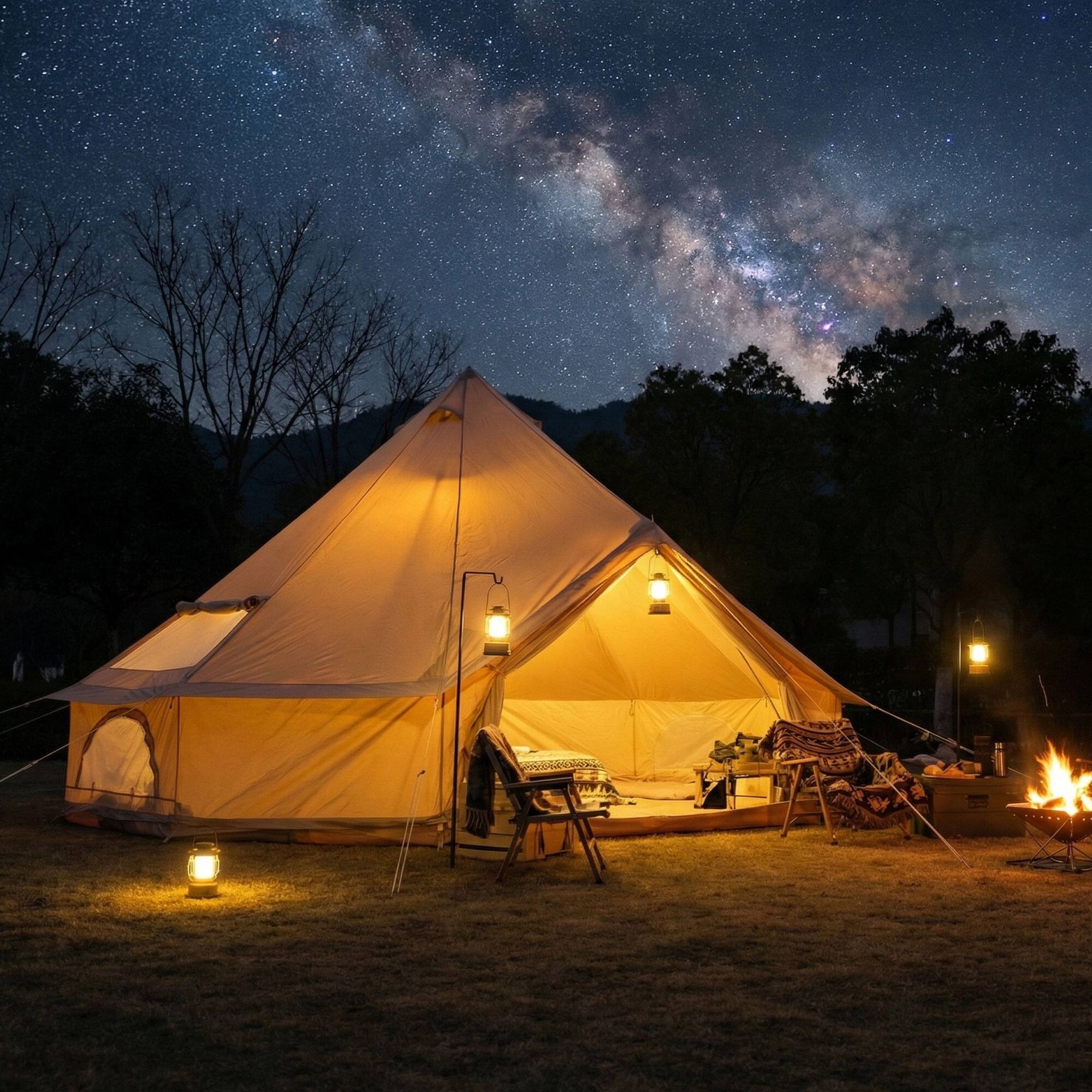 Angle. Anysun - 4 Season Bell Tent 16.4 FT – Waterproof Family Camping Tent with Stove Jack, Fits 10 People, Outdoor Parties & Camping - Beige.