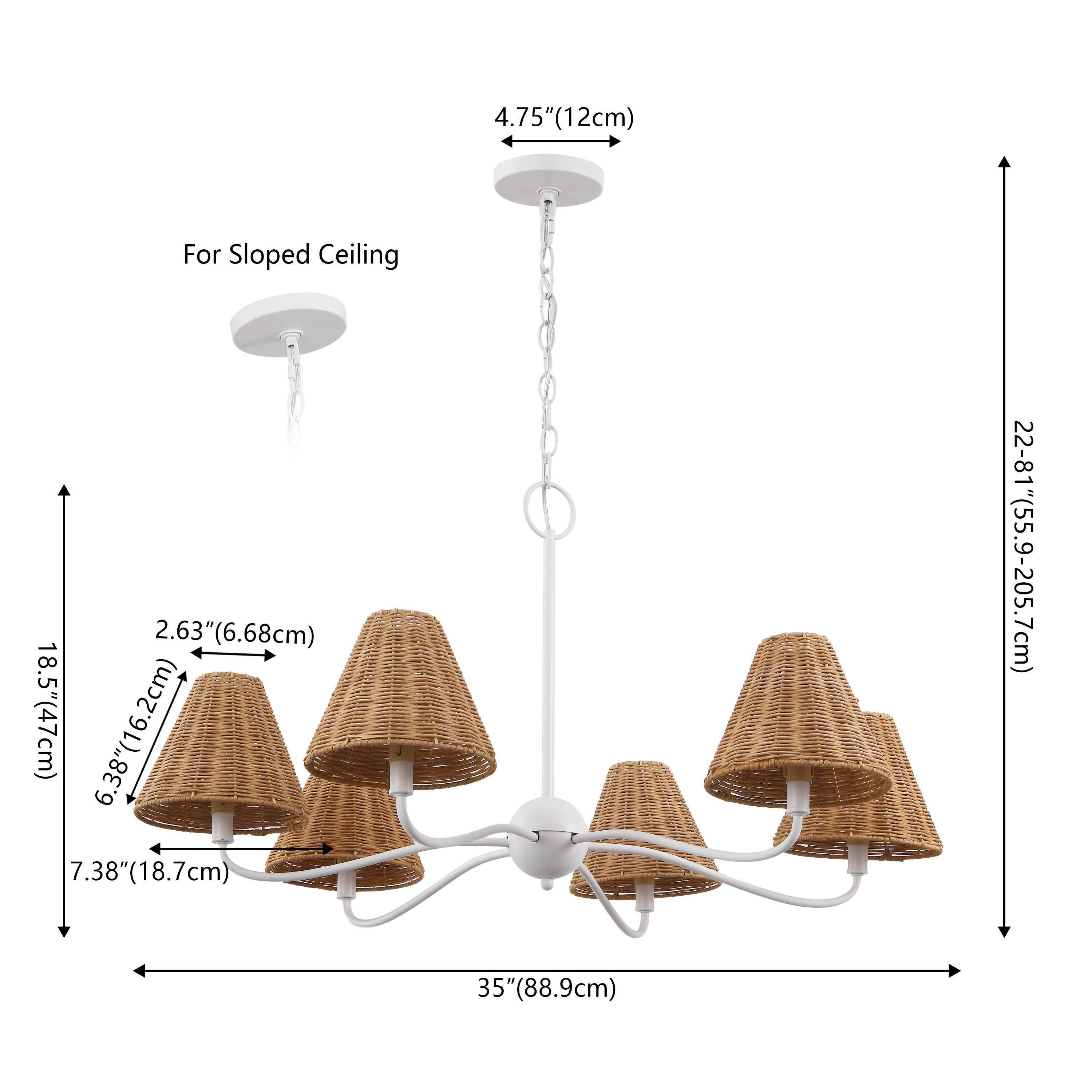 4.75" (12cm)  
For Sloped Ceiling  
2.63" (6.68cm)  
18.5" (47cm)  
6.38" (16.2cm)  
7.38" (18.7cm)  
22-81" (55.9-205.7cm)  
35" (88.9cm)