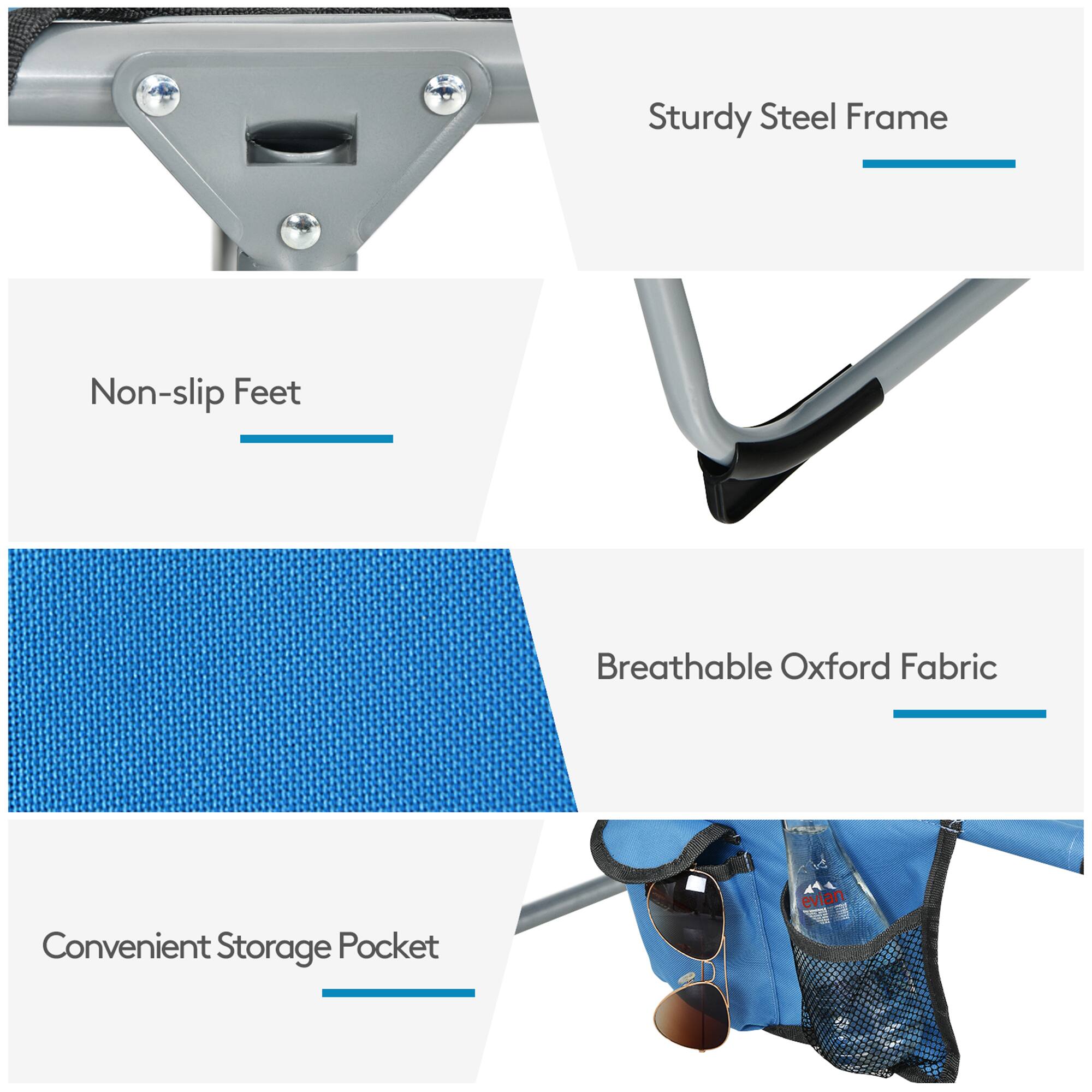 Sturdy Steel Frame, Non-slip Feet, Breathable Oxford Fabric, Convenient Storage Pocket