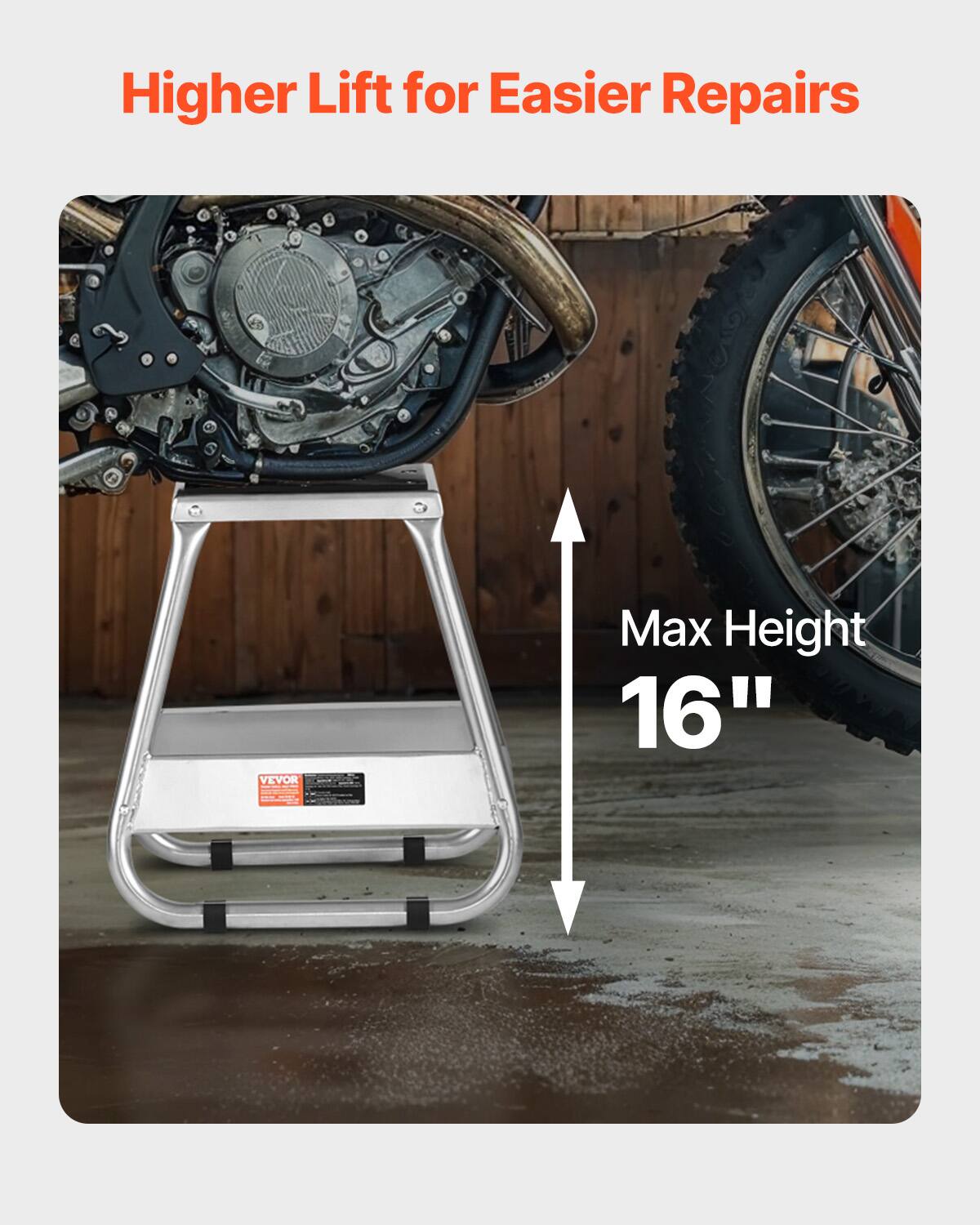 Higher Lift for Easier Repairs  
VEVOR  
Max Height 16"