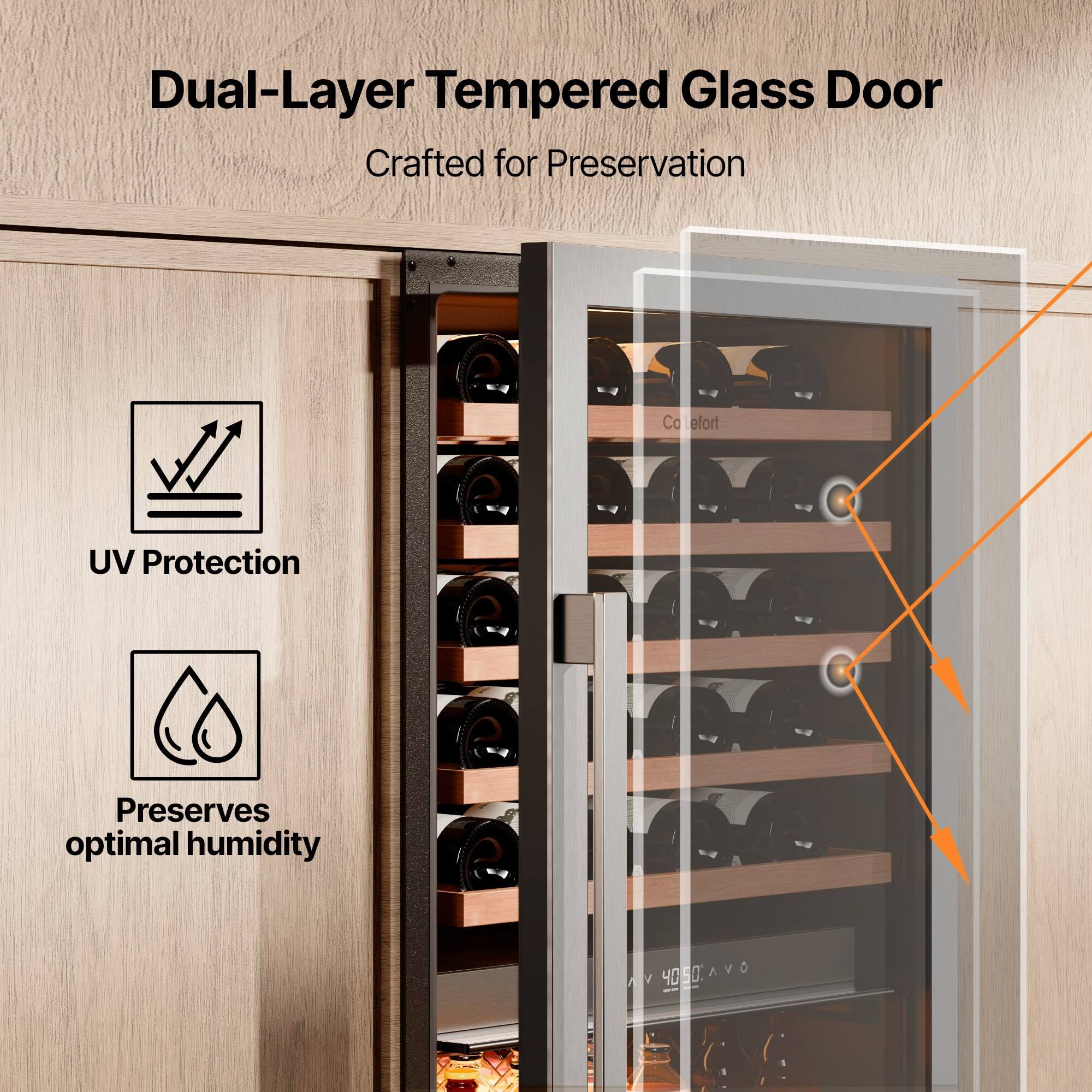Dual-Layer Tempered Glass Door  
Crafted for Preservation  

UV Protection  
Preserves optimal humidity
