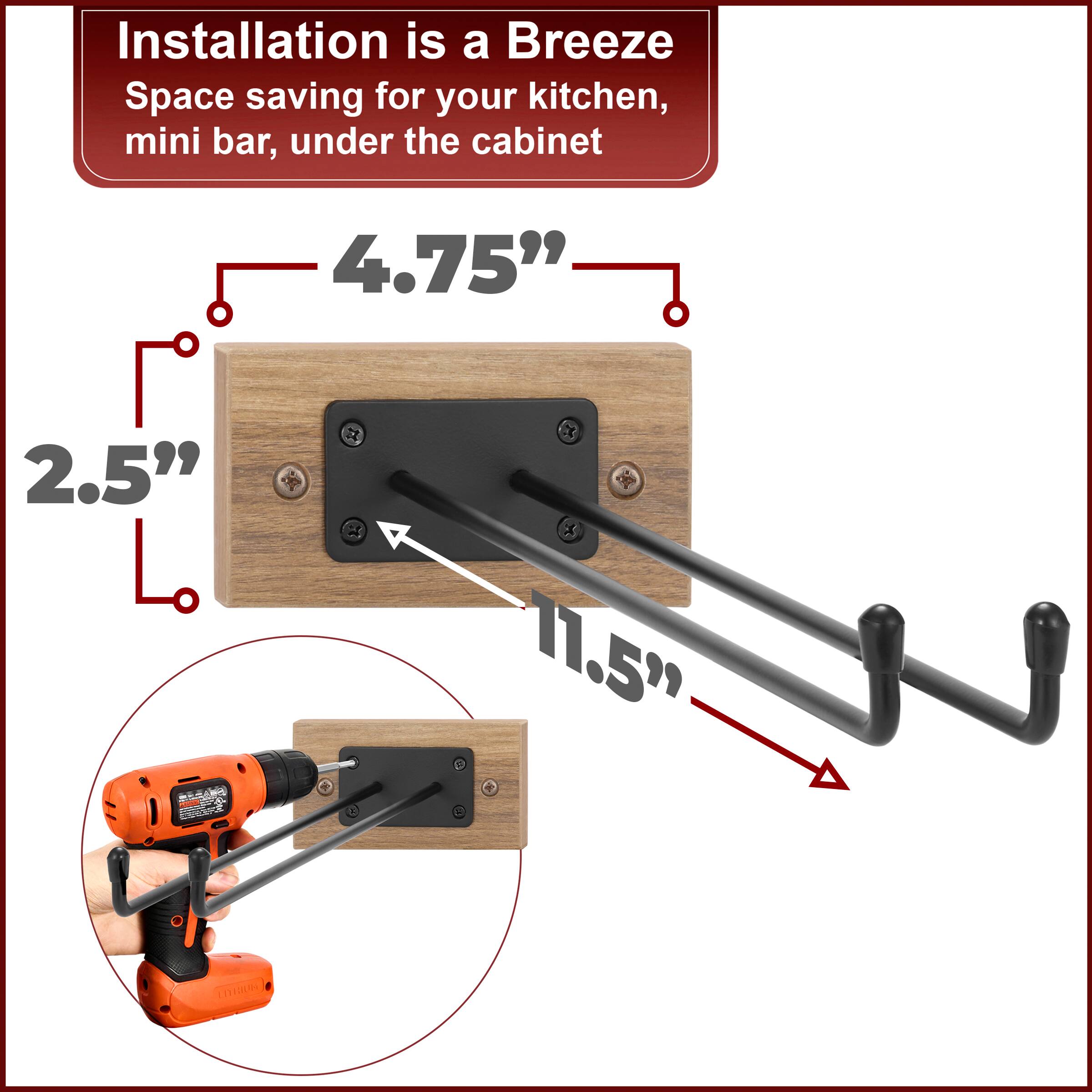 Installation is a Breeze  
Space saving for your kitchen, mini bar, under the cabinet  

4.75"  
2.5"  
11.5"