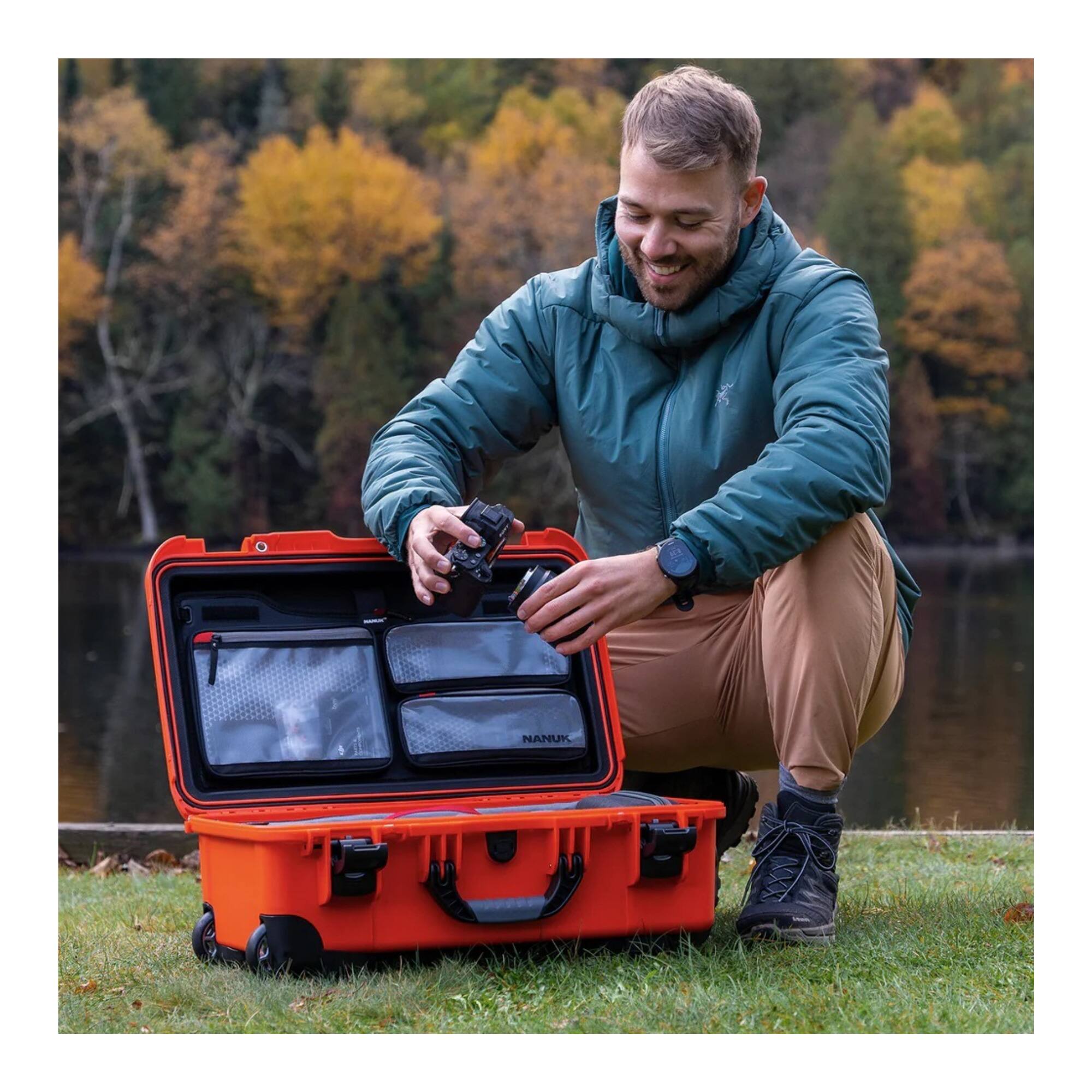 Angle. NANUK - Nanuk 935 Pro Waterproof Hard Case with Lid Organizer and Wheels (Red).