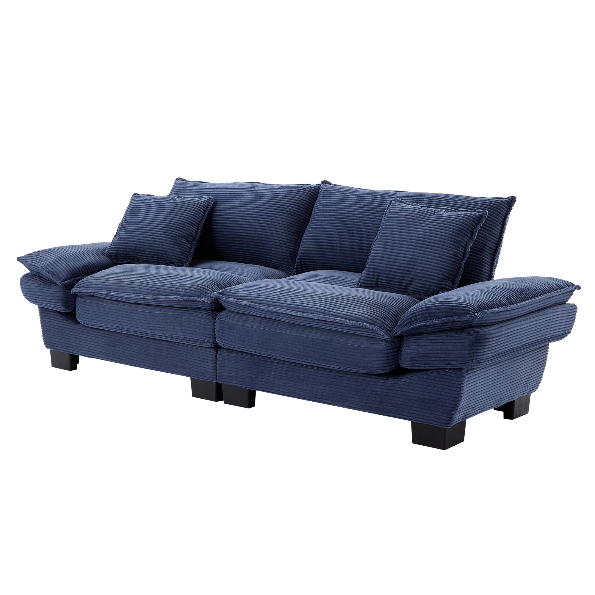 Left. Tiramisubest - Corduroy Couch Loveseat Sofa with Pillows,Comfy Upholstered Deep Seat Sofa for Bedroom,Living Room,Office-Blue - Blue.