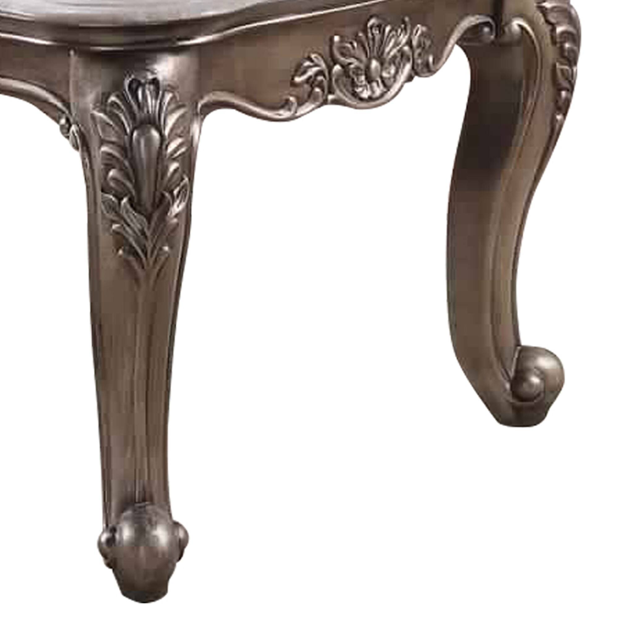 Alt View 3. Manhattan Lane - Faux Marble Top Engraved Wooden Frame Coffee Table - White and Gold.