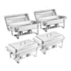 Front. VEVOR - Chafing Dish Buffet Set, 8 Qt 4 Pack, Stainless Steel Chafer with 4 Full Size Pans, Rectangle Catering Warmer Server - Silver.