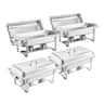 VEVOR - Chafing Dish Buffet Set, 8 Qt 4 Pack, Stainless Steel Chafer with 4 Full Size Pans, Rectangle Catering Warmer Server - Silver