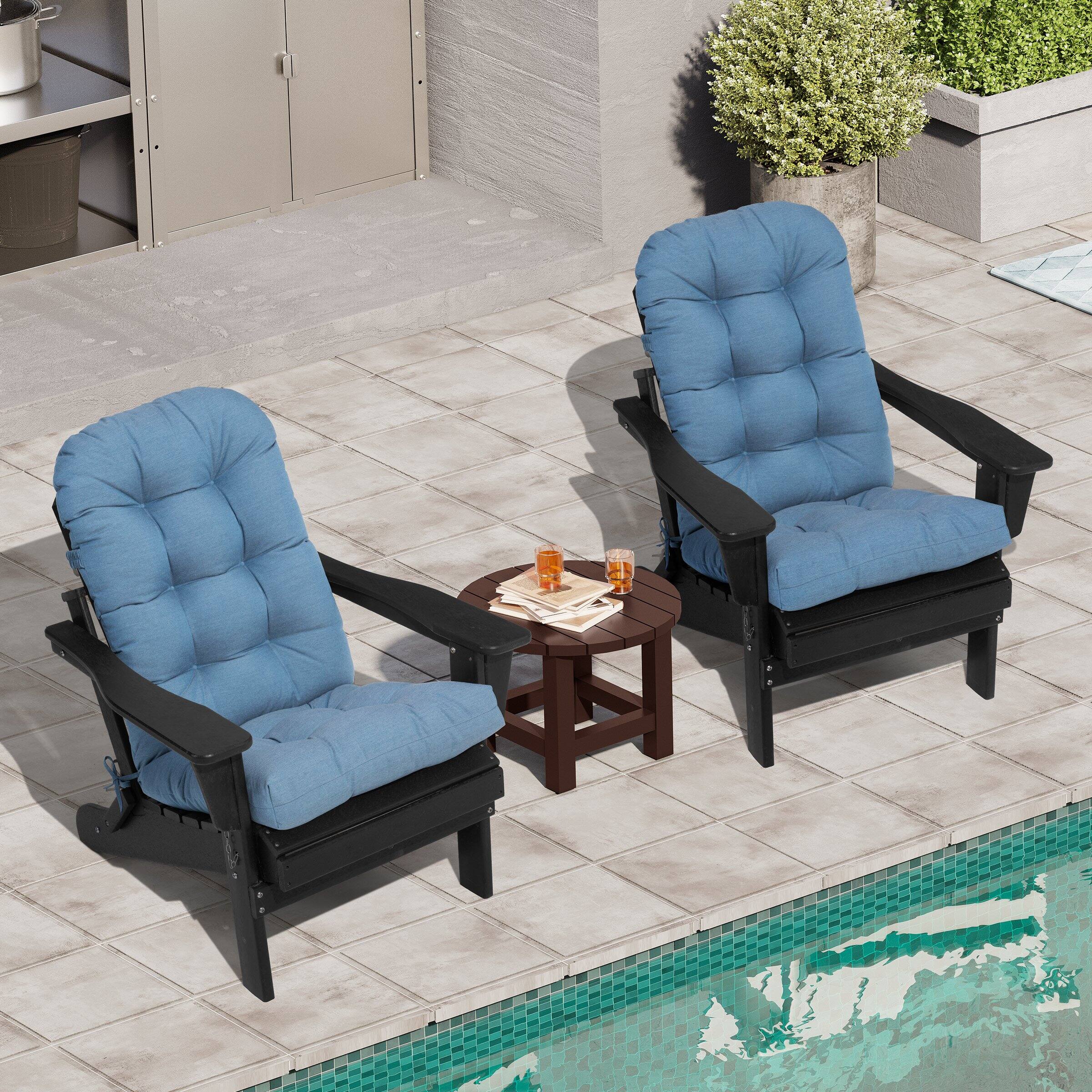 Angle. Crestlive Products - Crestlive Products Outdoor High Back Adirondack Rocking Chair Cushions Set of 2 - Blue.