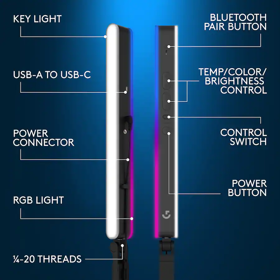 Logitech Model Number Rughtlight Logitech Litra Beam LX Premium Dual Sided RGB LED Streaming Light With ...