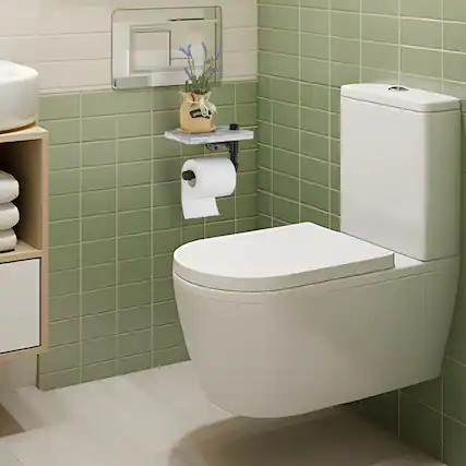 Front. Oumilen - Industrial Pipe Toilet Paper Holder with Shelf.