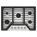 Whirlpool - 30 in. Wide 5 burners Built-In Gas Cooktop with EZ-2-Lift Hinged Cast-Iron Grates - Stainless Steel