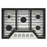 Whirlpool - 30 in. Wide 5 burners Built-In Gas Cooktop with EZ-2-Lift Hinged Cast-Iron Grates - Stainless Steel