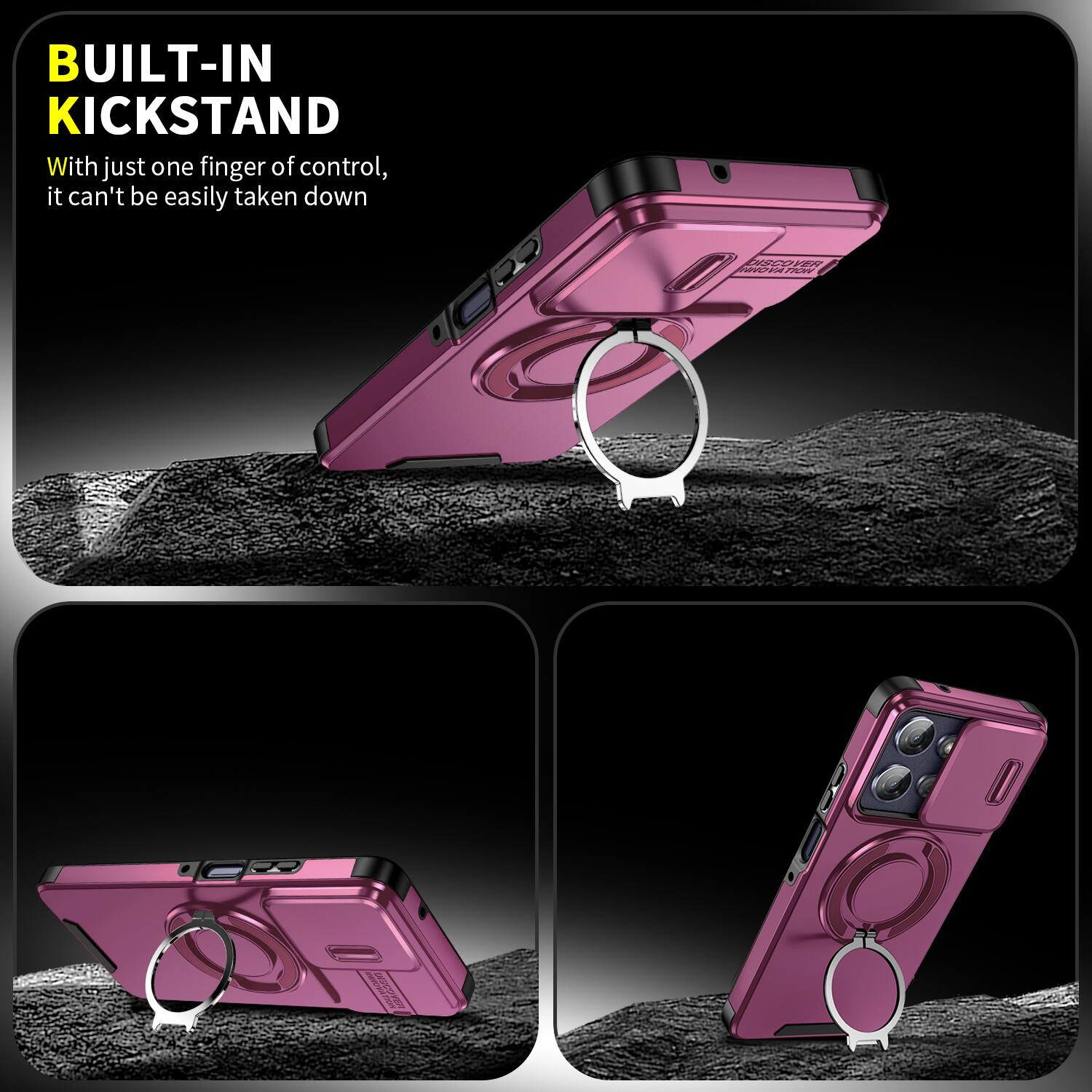 BUILT-IN KICKSTAND  
With just one finger of control, it can't be easily taken down  

DISCOVER INNOVATION  
MITIFOXIII VER