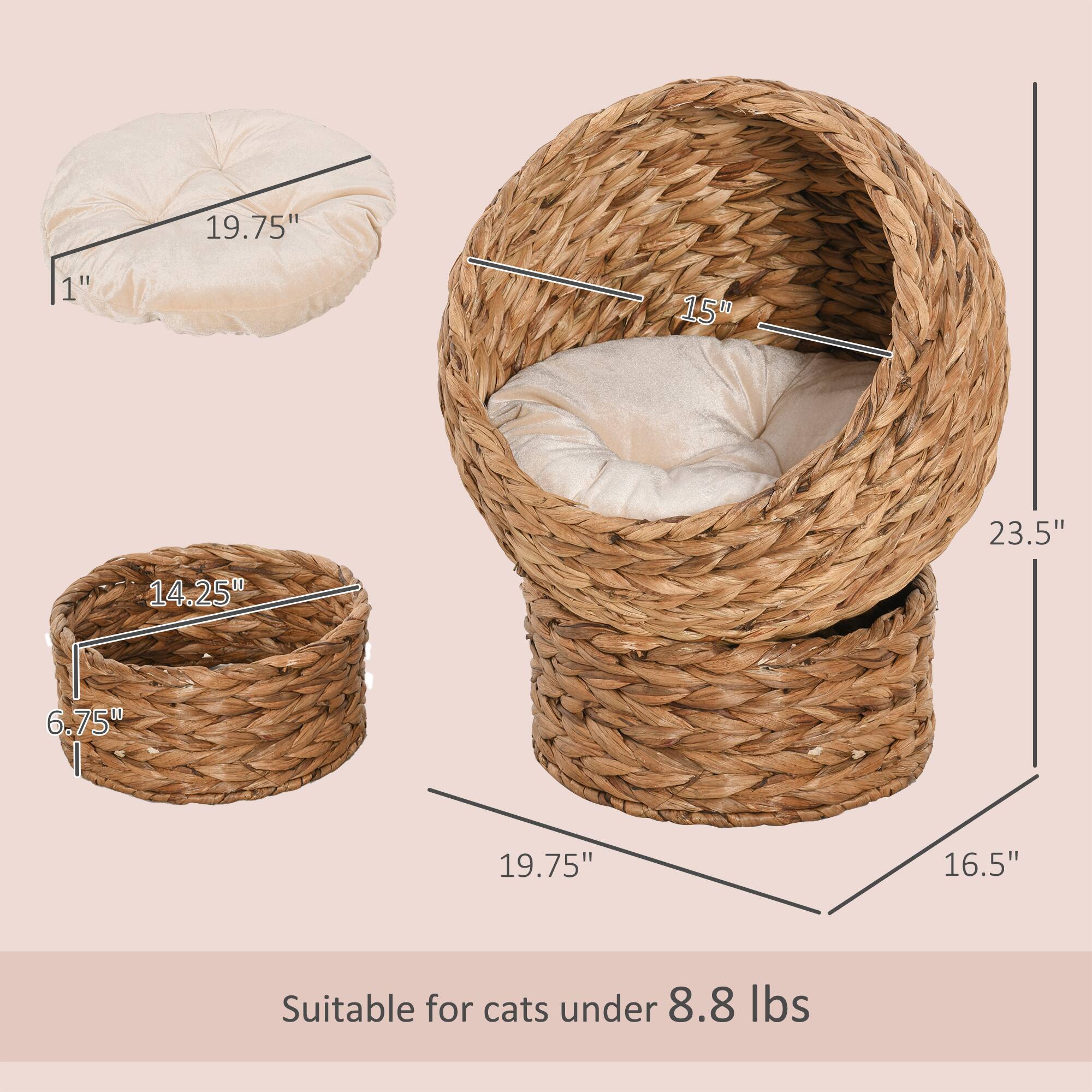 19.75"  
1"  
15"  
23.5"  
14.25"  
6.75"  
19.75"  
16.5"  

Suitable for cats under 8.8 lbs