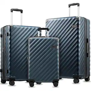 LUGGEX - 20" 24" 28" 3-Piece Hardside Luggage Set, KVC Expandable Suitcase with Spinner Wheels - EX-Core - Blue