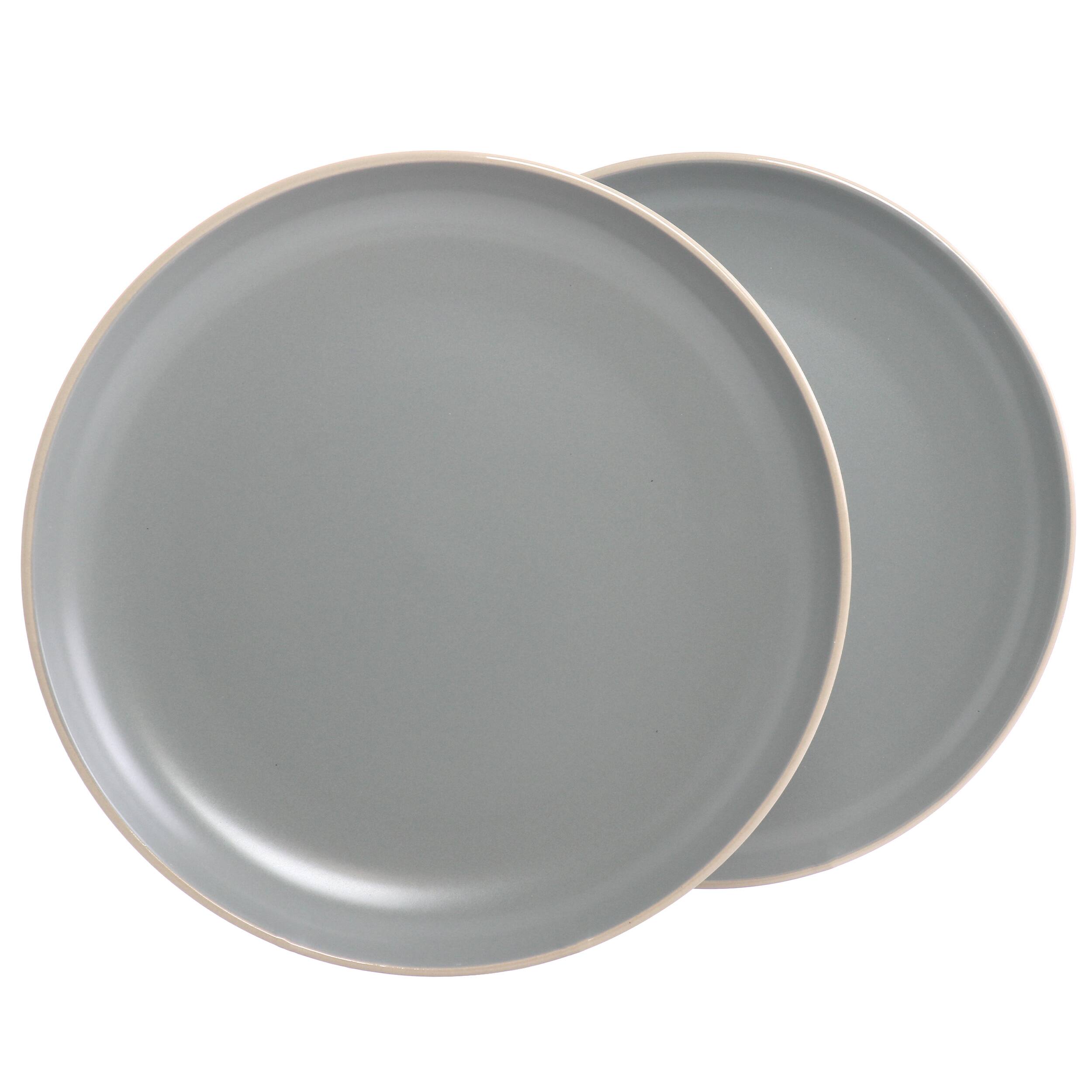 Alt View 1. Gibson - Gibson Home Rockaway 2 Piece 10.5 Inch Round Stoneware Dinner Plate Set in Matte Grey - Gray.
