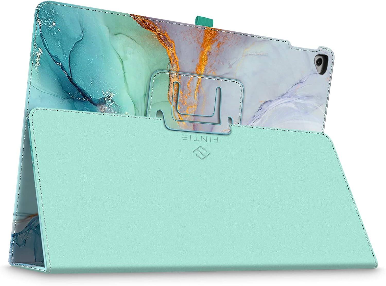 Alt View 5. Fintie - Folio Case for iPad Pro 12.9-inch (2015/2017 Model, 1st/2nd Gen) Premium Vegan Leather, Smart Stand Protective Cover - Emerald Marble.
