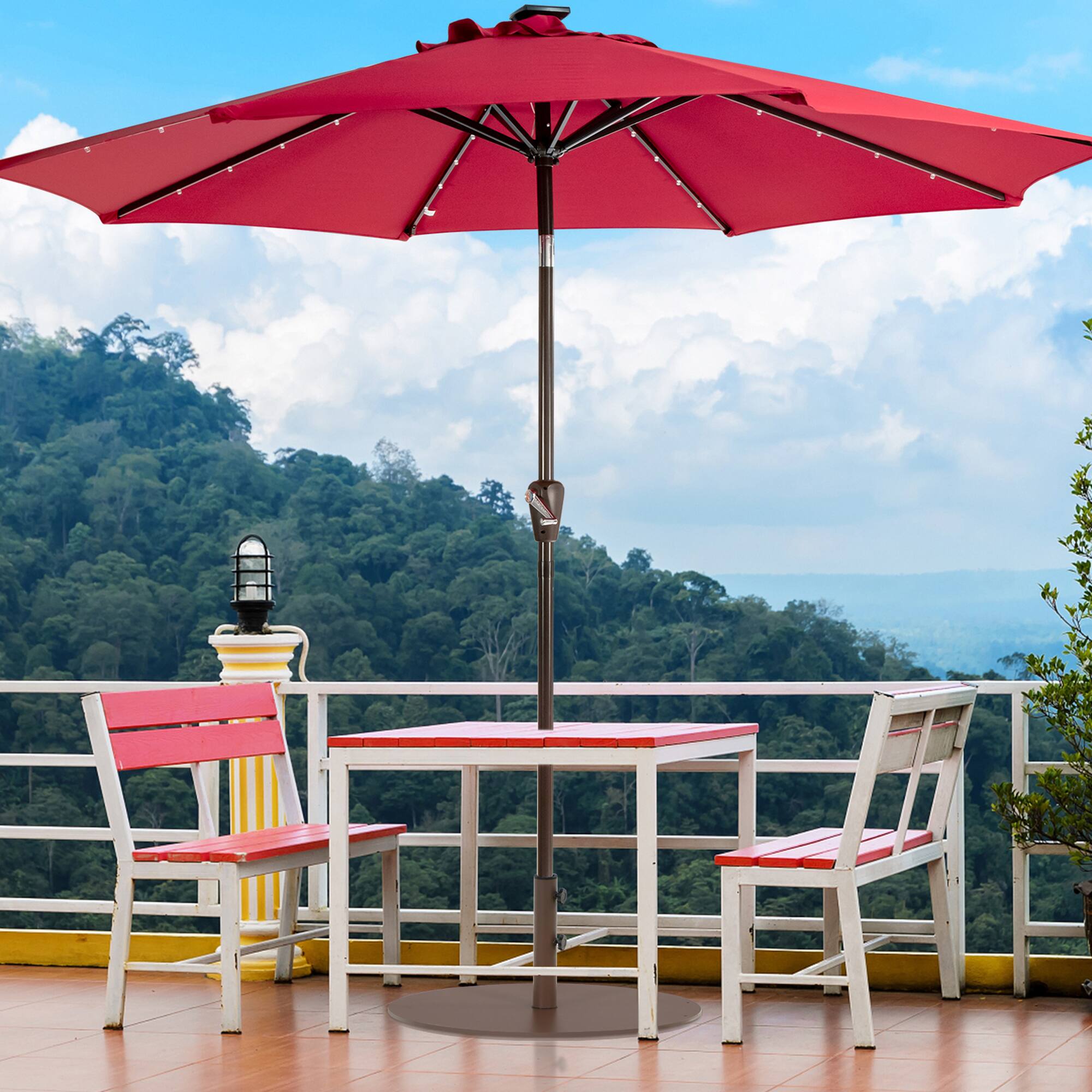 Alt View 3. Gymax - Gymax Round Weighted Patio Umbrella Base Stand 59 lbs w/ 3 Adapters Brown - Brown.