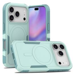 Dteck - Magnetic Rugged Phone Case for iPhone 17 Pro Max Hybrid Dual Layer Hard PC TPU Bumper Protection Cover - Mint