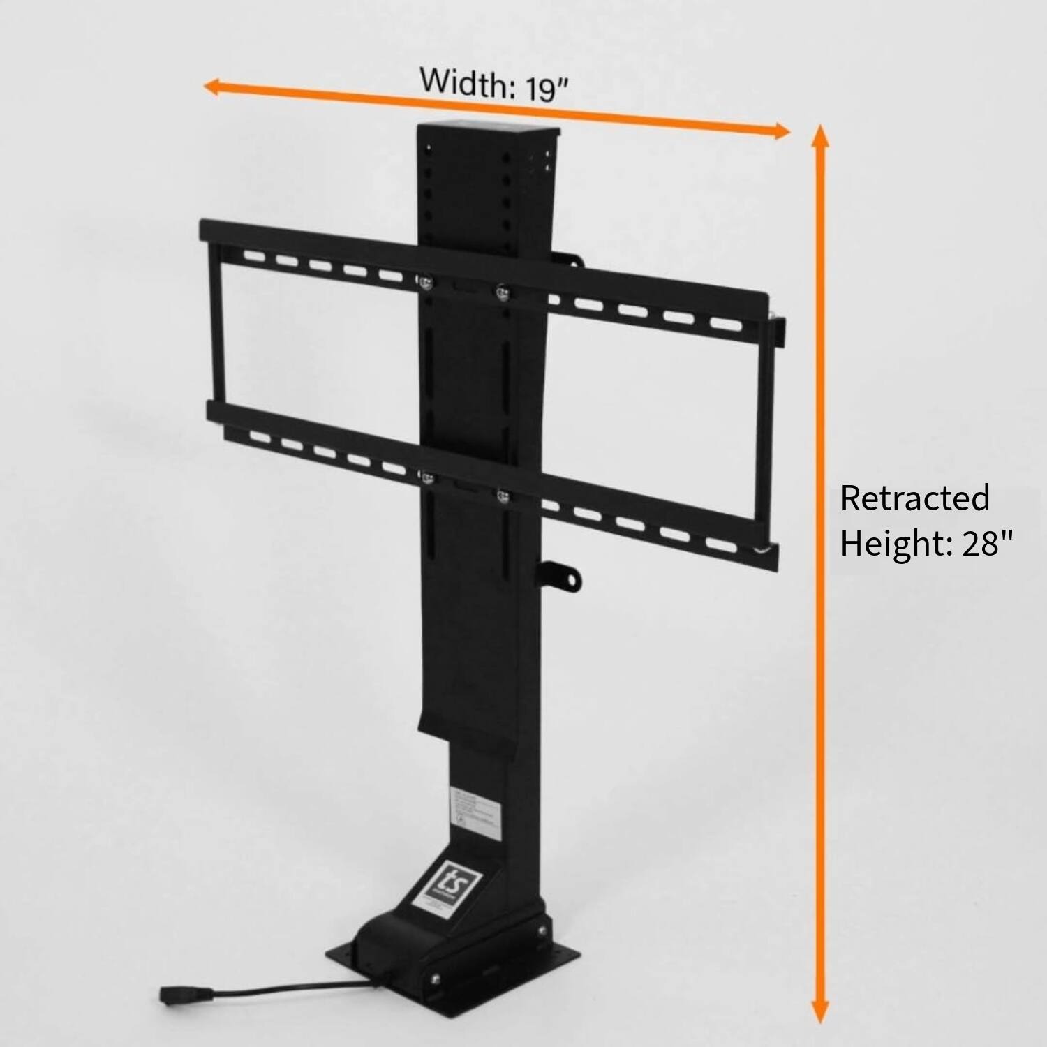 Width: 19"  
Retracted Height: 28"