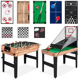 Best Choice Products - 13-in-1 Combo Game Table Set w/ Ping Pong, Foosball, Basketball, Hockey, Archery - Natural