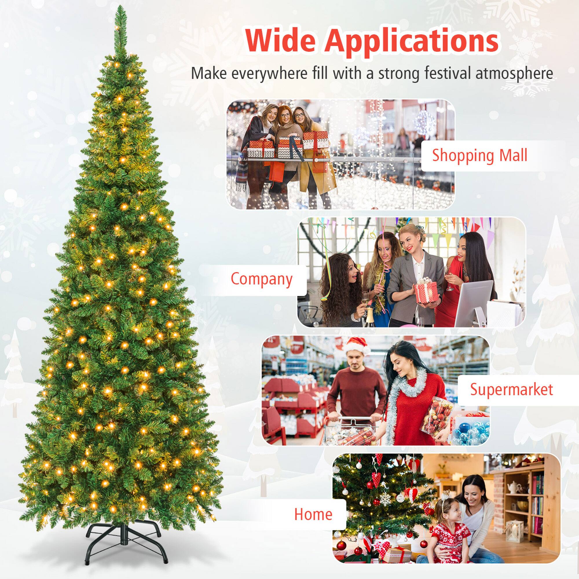 Wide Applications  
Make everywhere fill with a strong festival atmosphere  

Shopping Mall  
Company  
Supermarket  
Home