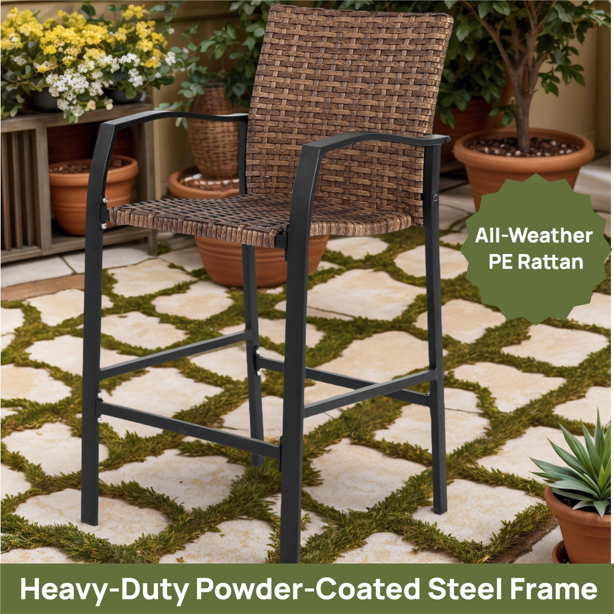 All-Weather PE Rattan  
Heavy-Duty Powder-Coated Steel Frame