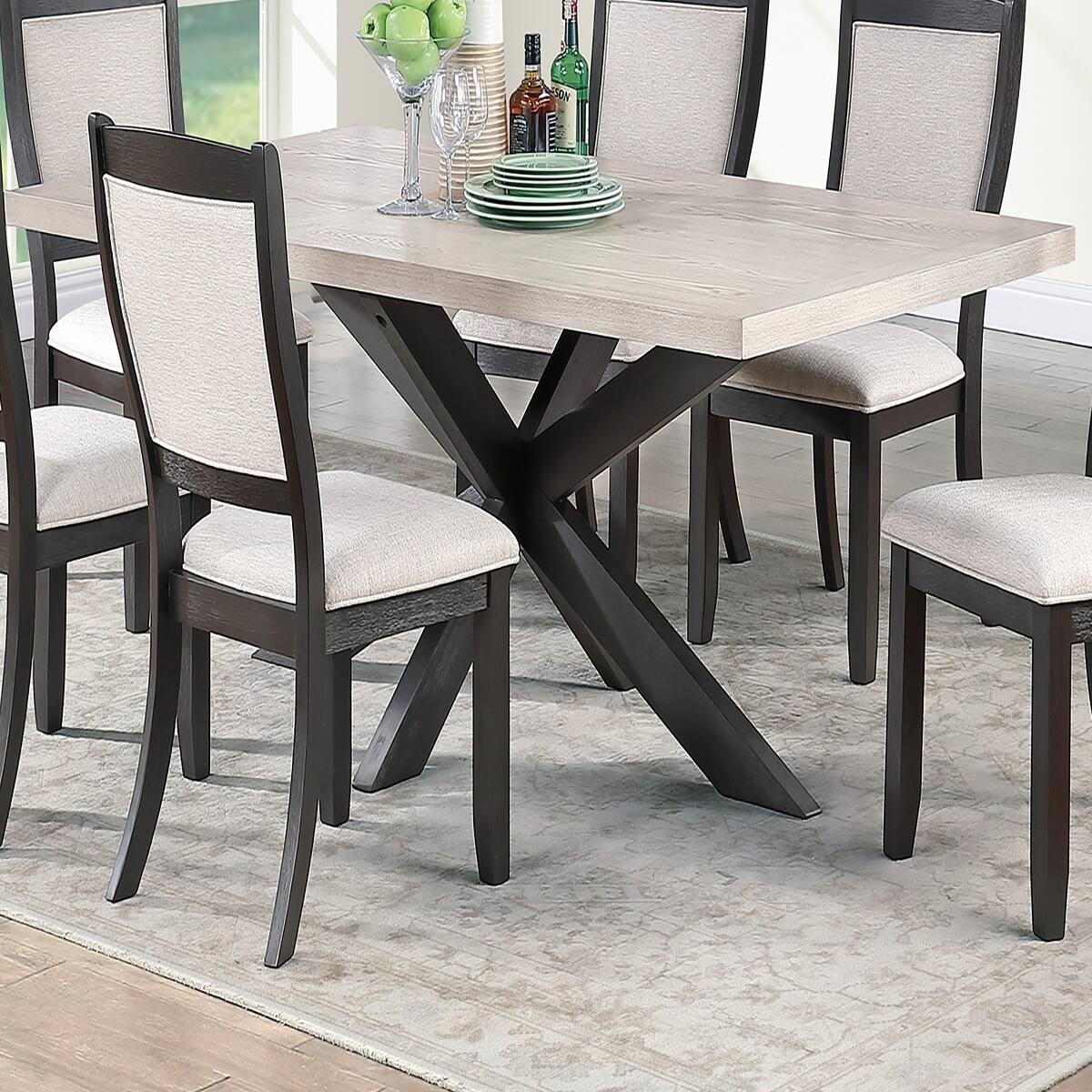 Angle. Loheer - Loheer Antique Black Dining Table, 72 Inch Rectangular Dining Table for 6 - Antique Black.