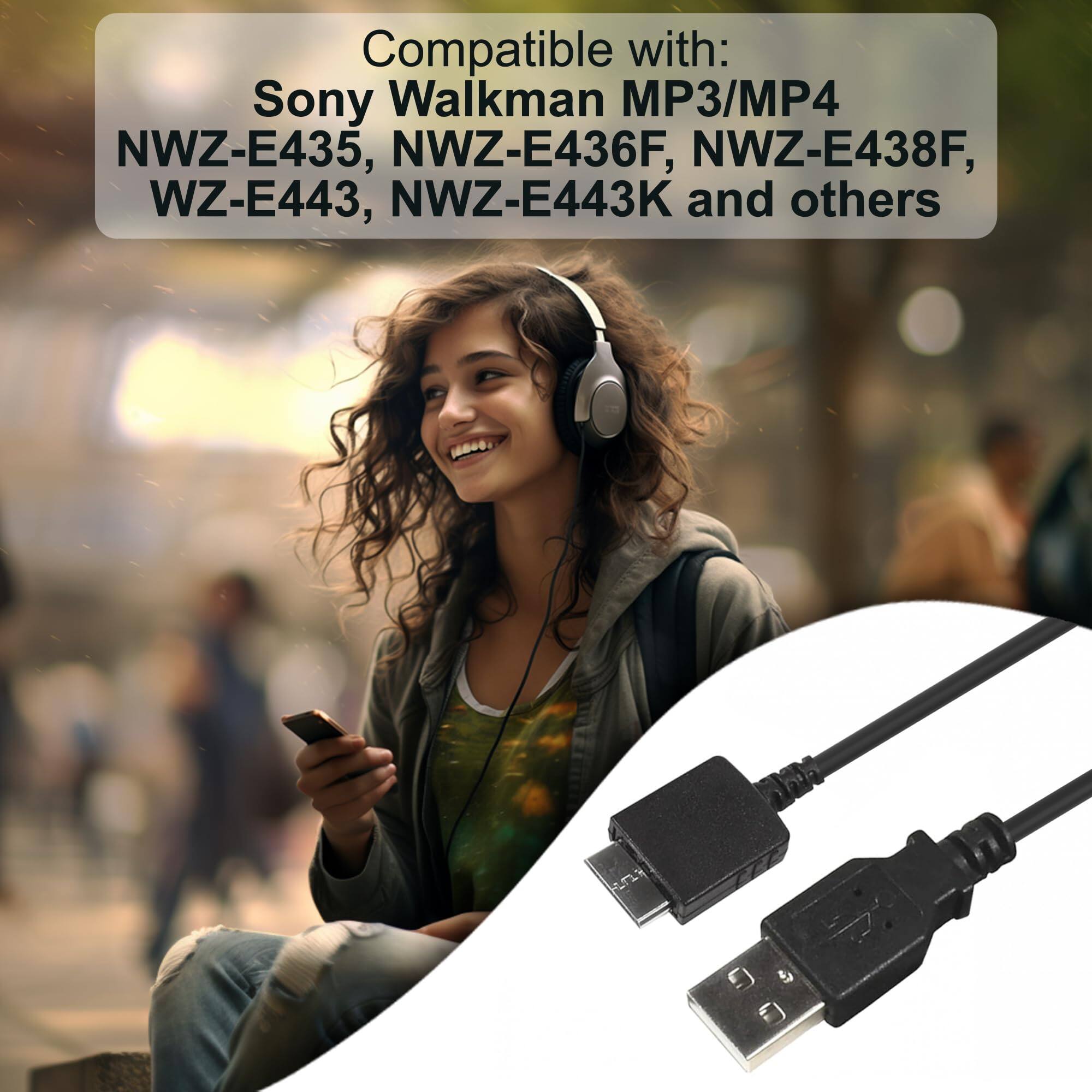 HQRP USB Sync and Charging Cable for Sony Walkman NWZ E435, NWZ