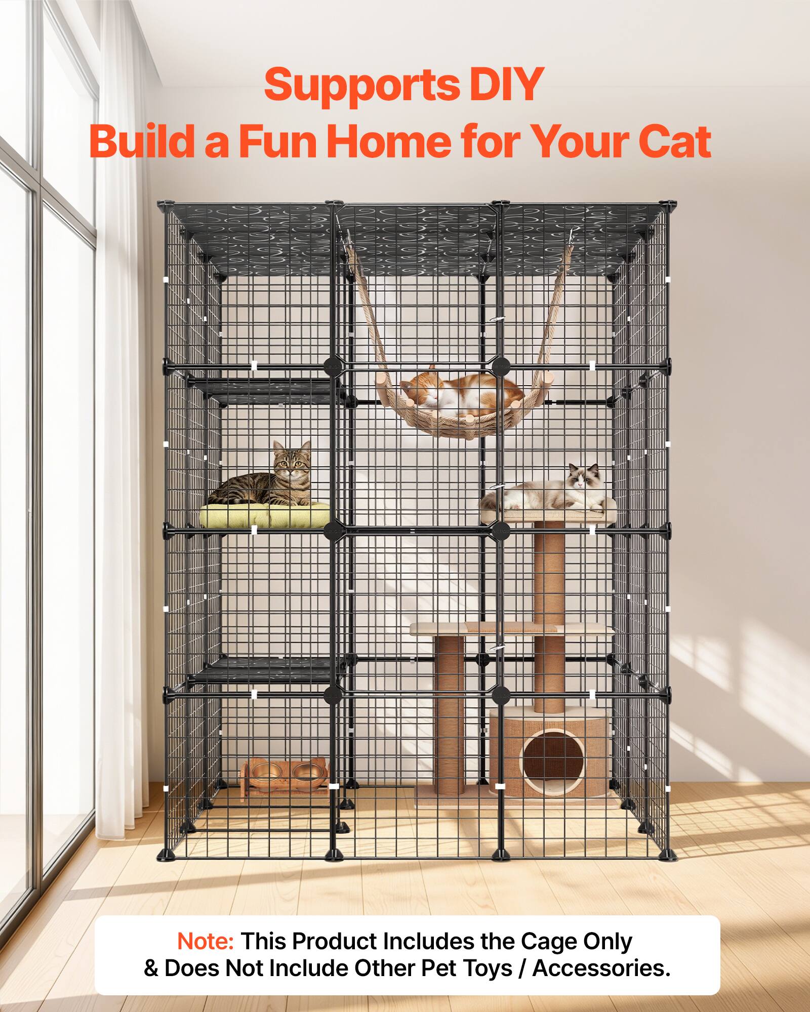 Supports DIY Build a Fun Home for Your Cat  
Note: This Product Includes the Cage Only & Does Not Include Other Pet Toys / Accessories.