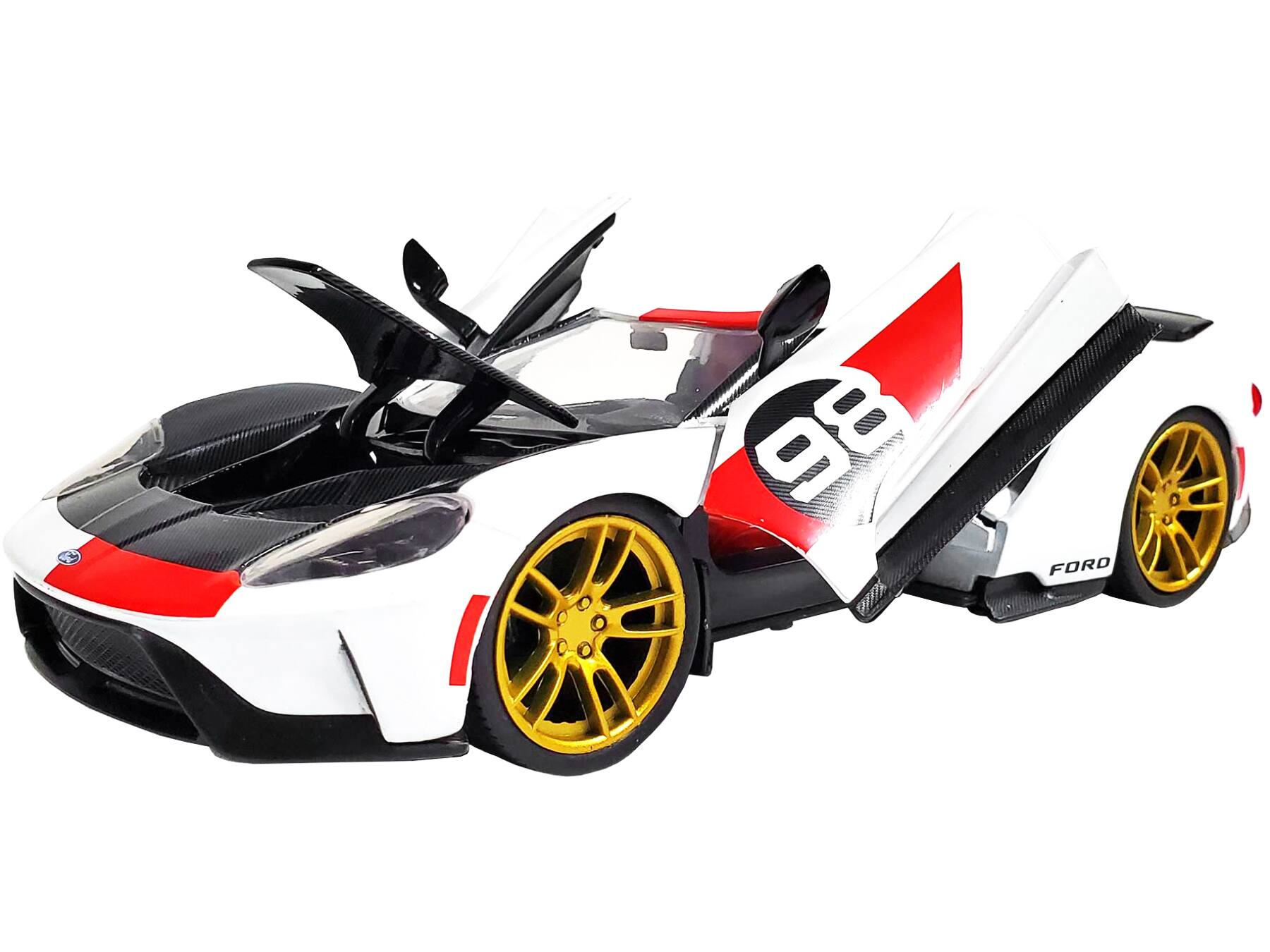 Alt View 1. Jada - 2021 Ford Gt #98 White "Heritage Edition" "Bigtime Muscle" Series 1/24 Diecast Model Car by Jada.